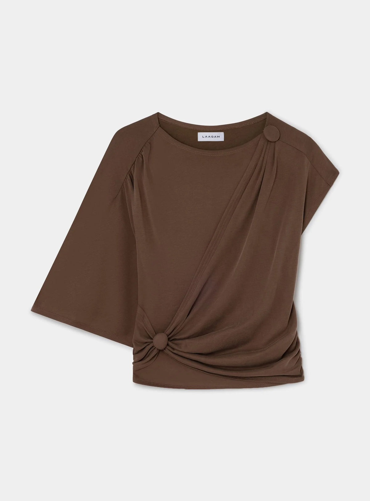 ALF ASYMMETRIC DRAPPED TOP - BROWN