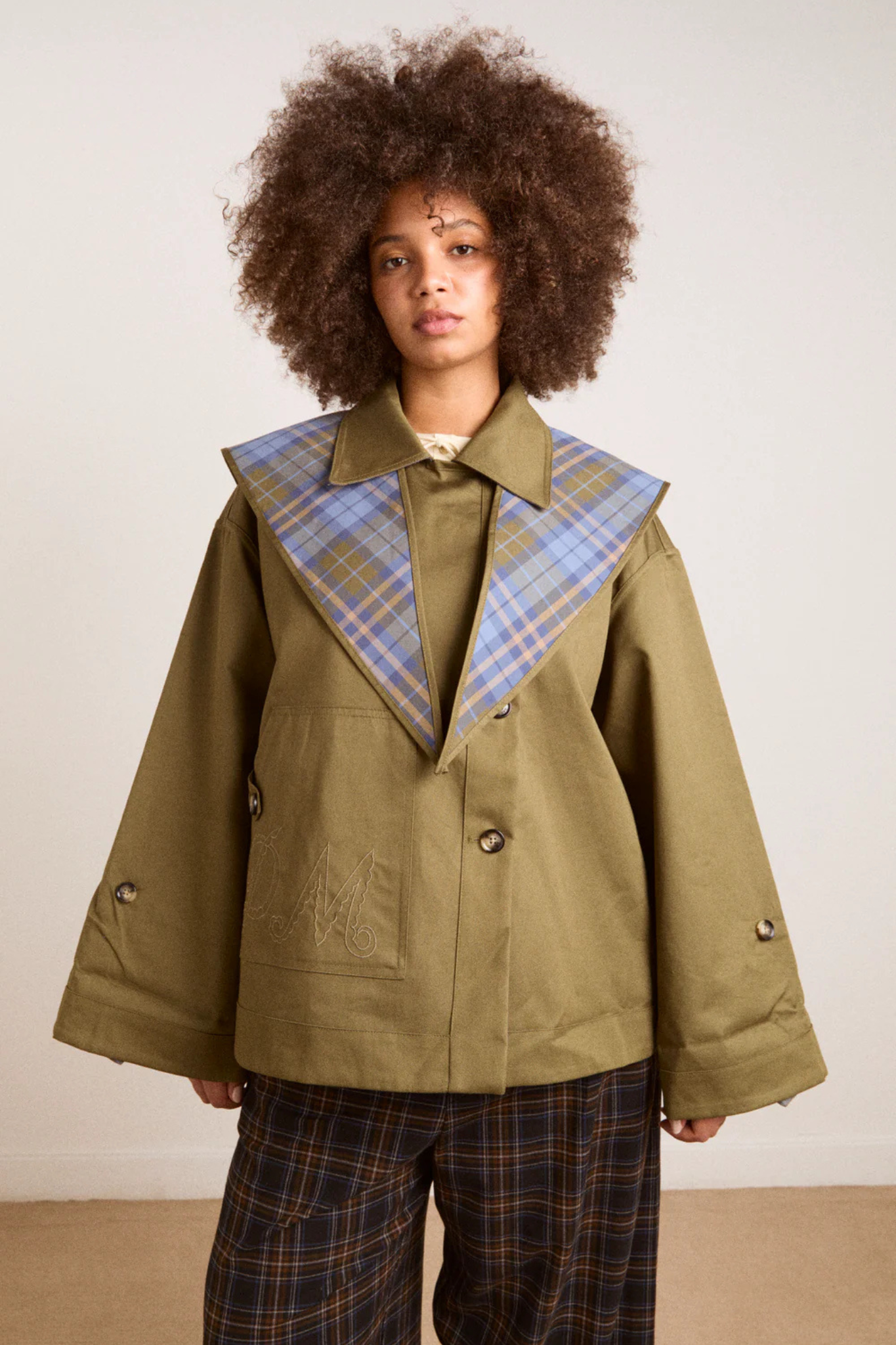 JERRY CROP TRENCH COAT - OLIVE