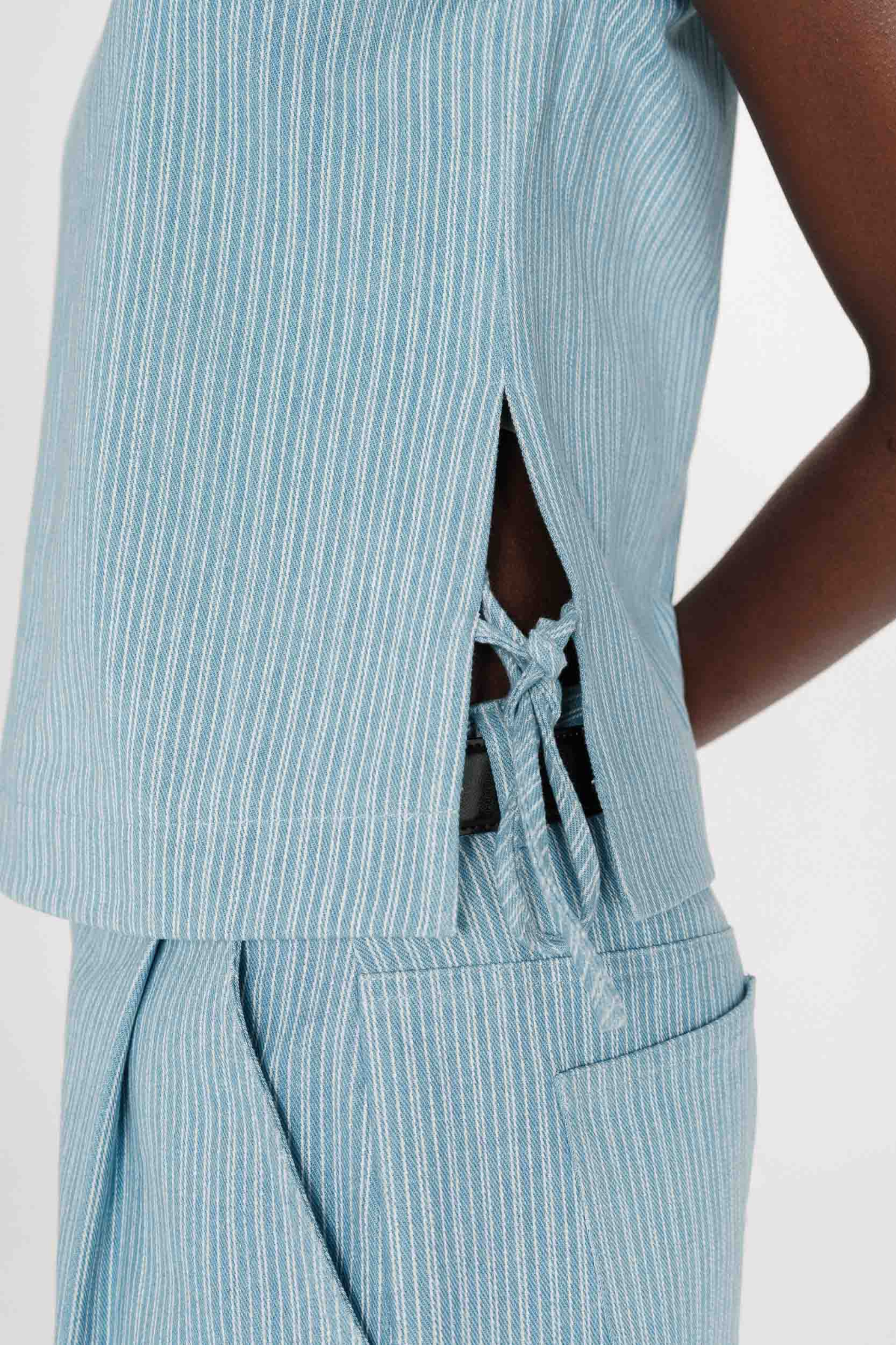 VENDOME DENIM TOP - STRIPED BLUE