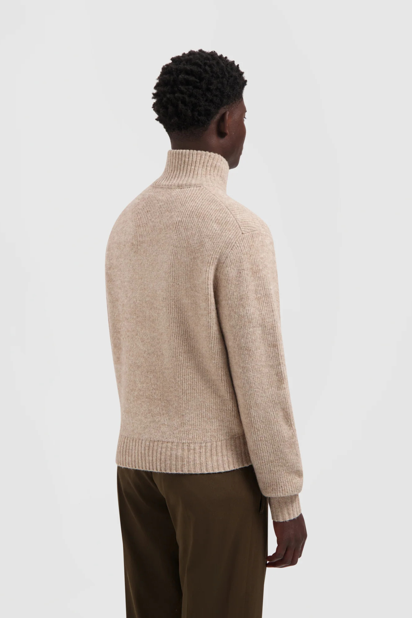 SIGNATURE KNITTED ZIP MOCK - HEMP