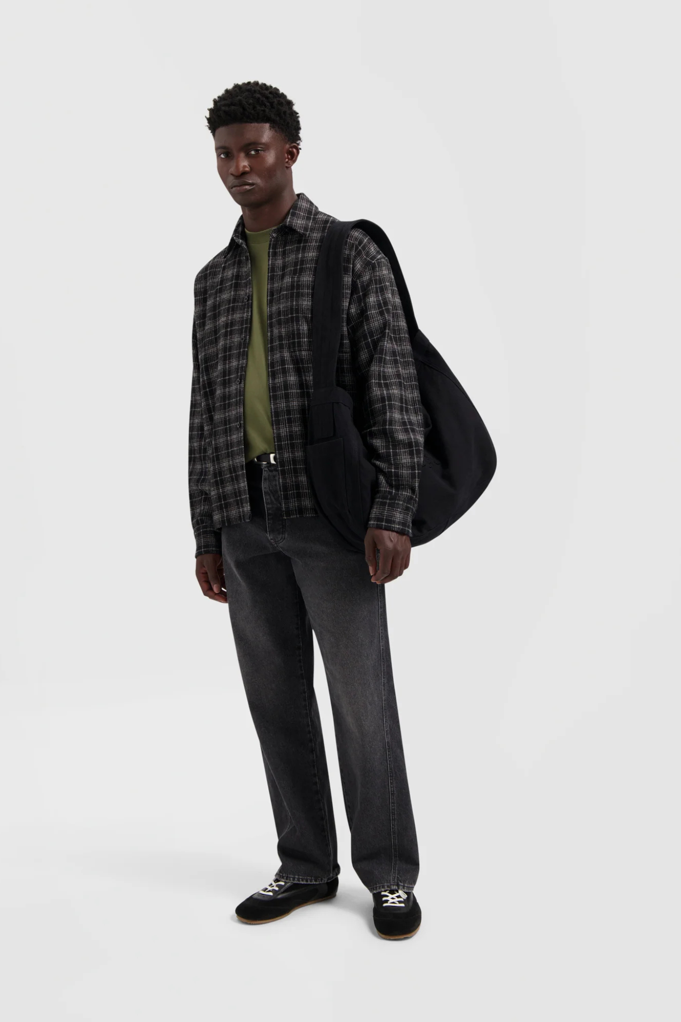 PLAID BOXY SHIRT - CHARCOAL