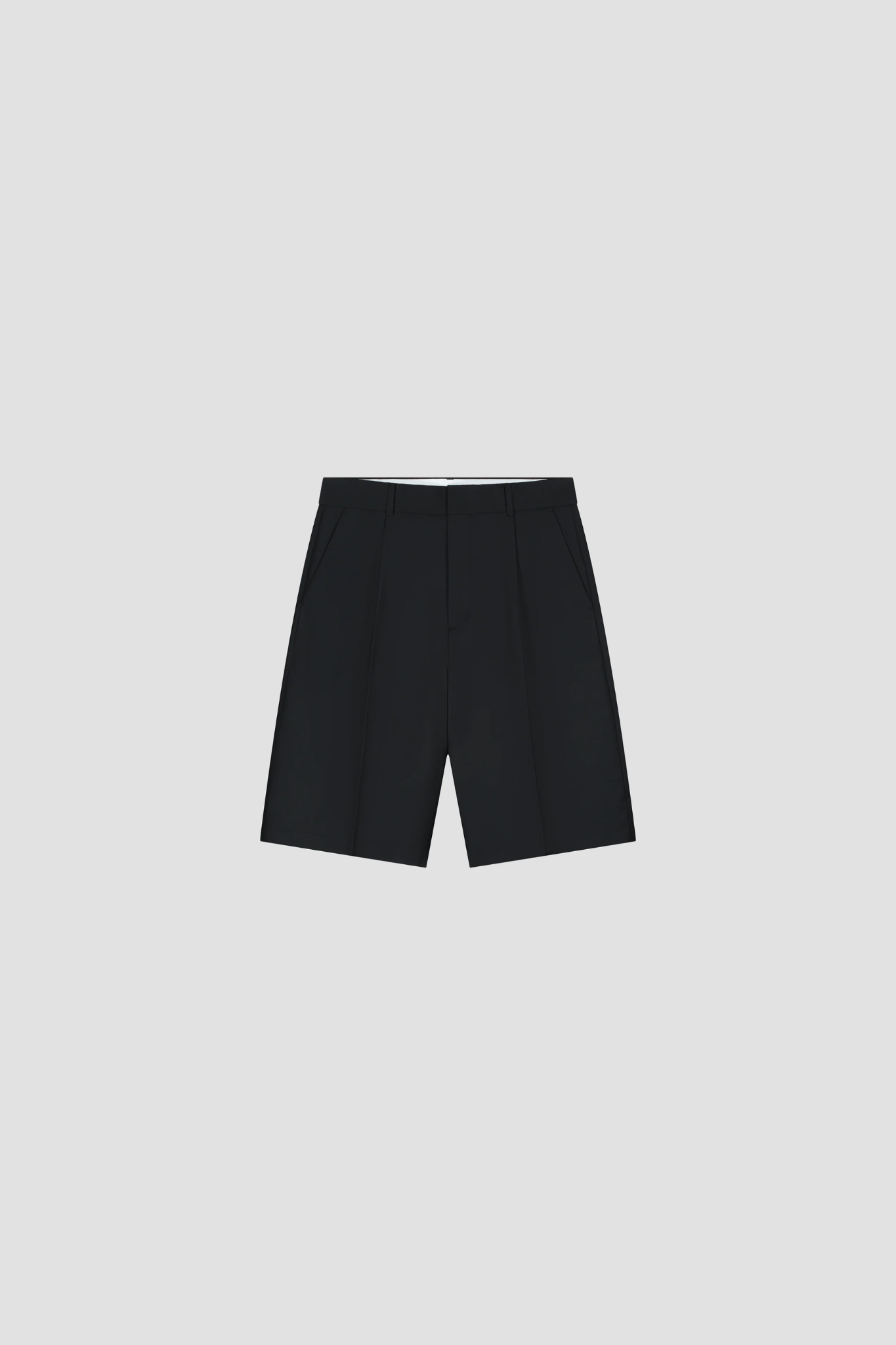 TROPICAL WOOL BLEND TAILORED SHORTS - BLACK