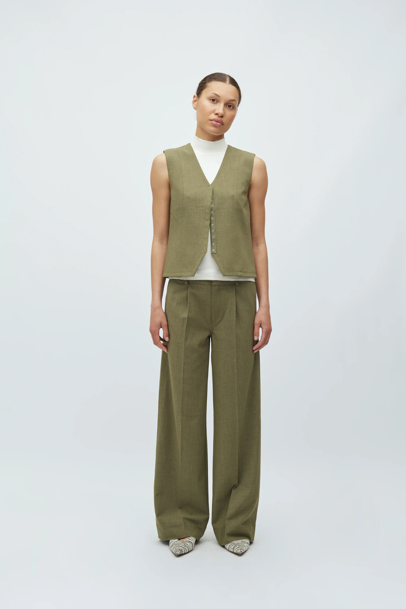 FLAVINA WILLAH WAISCOAT - DUSTY OLIVE MELANGE