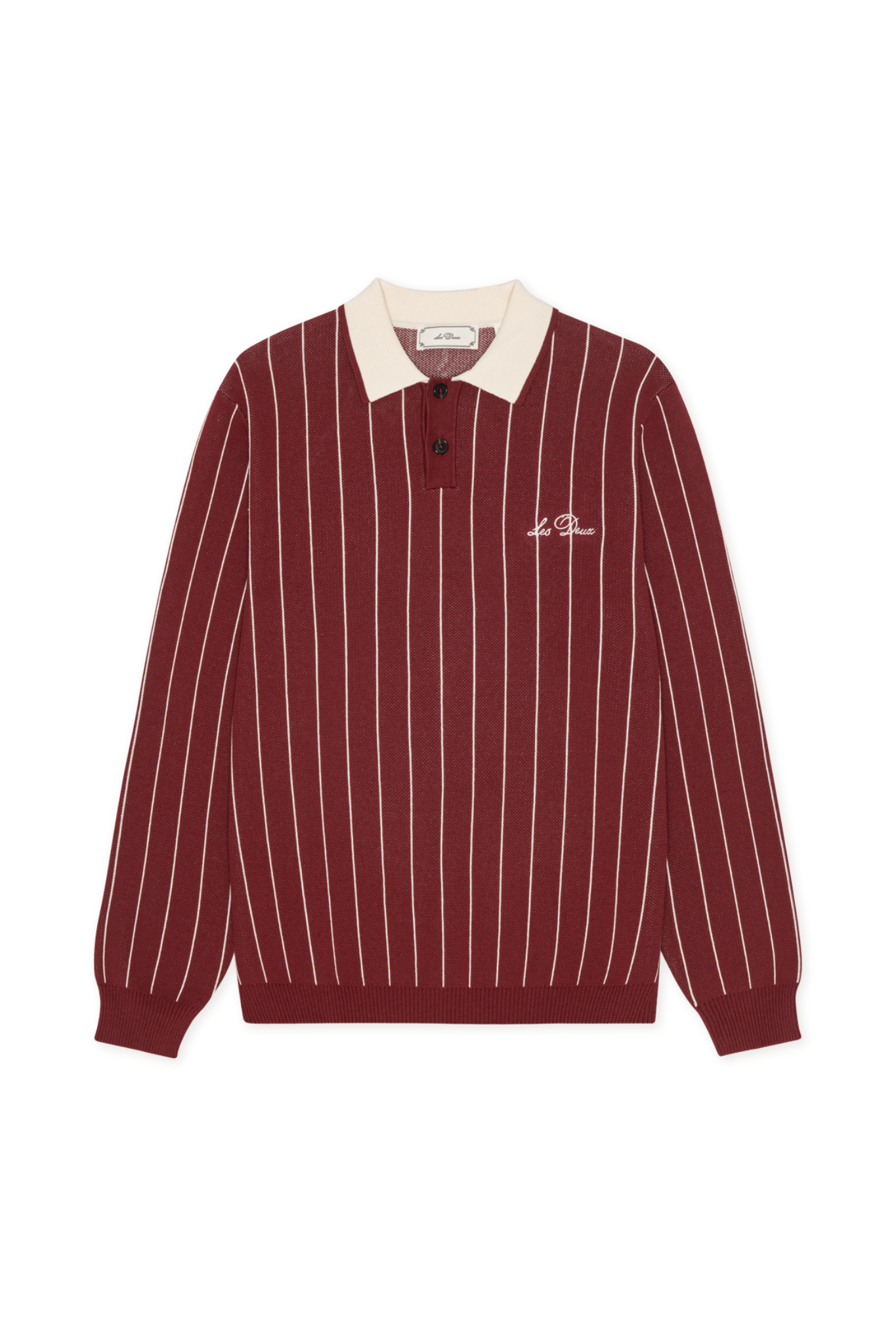 SIGNATURE KNITTED LS POLO - CHOCOLATE TRUFFLE RED