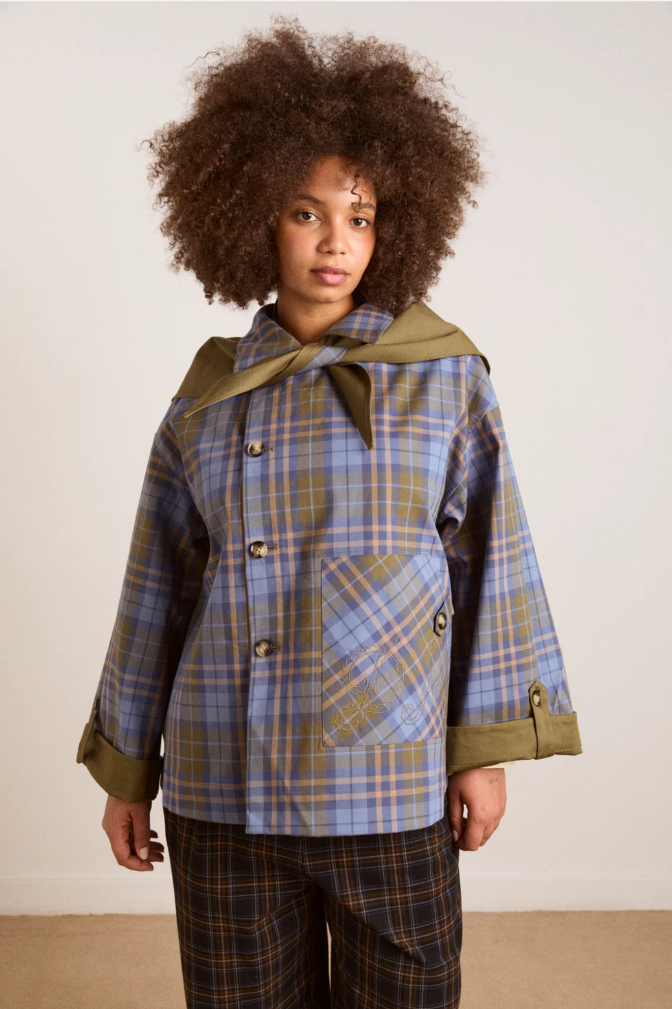 JERRY CROP TRENCH COAT - OLIVE