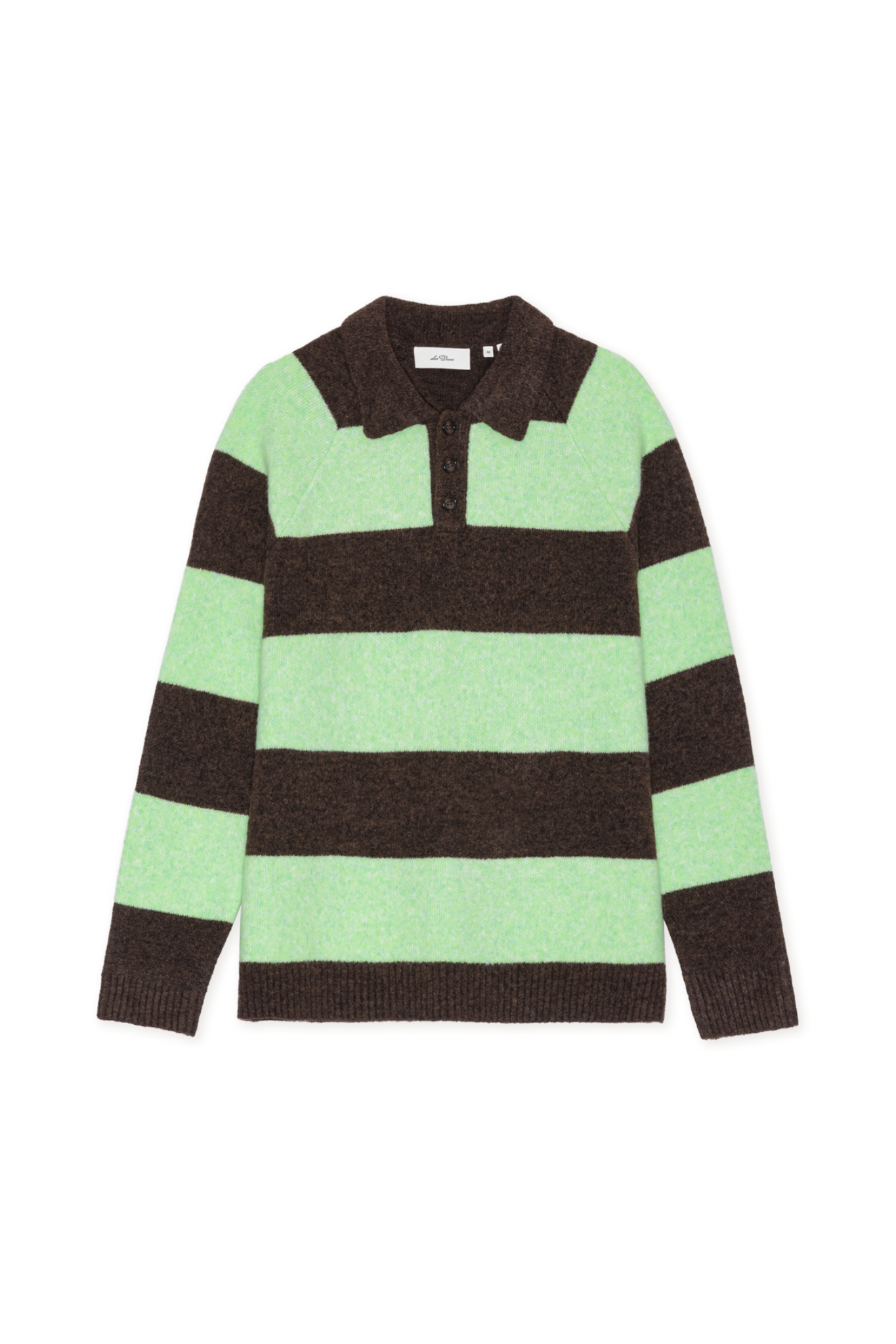 STRIPED MELANGE KNITTED POLO - MOUNTAIN GREY MELANGE