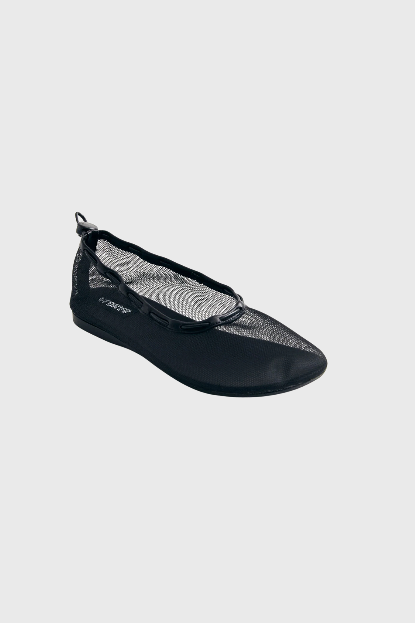 Alohas gill mesh leather ballet flats in black. Front view