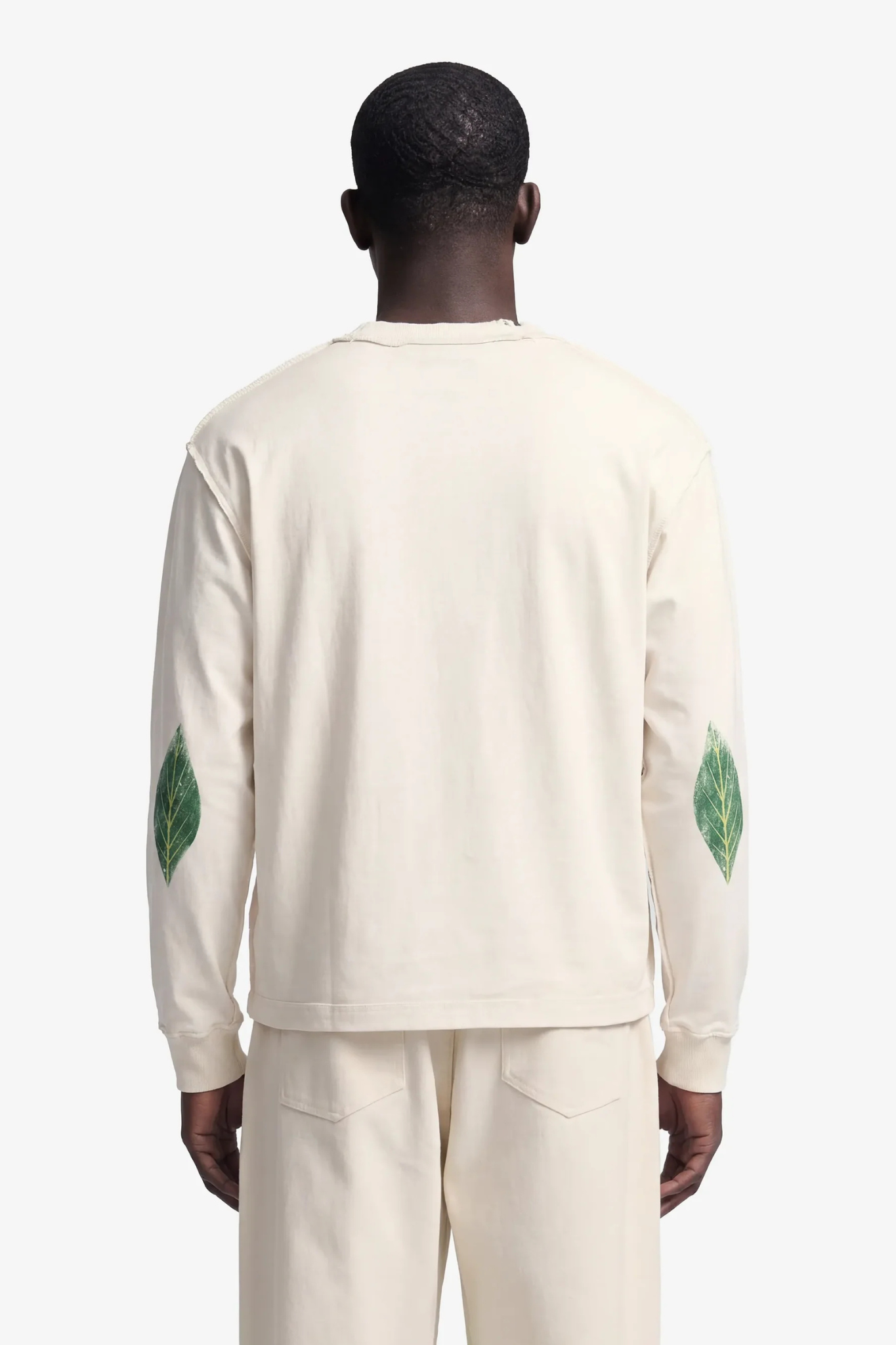DISTRESEED LEAF LONGSLEEVE - OFF WHITE