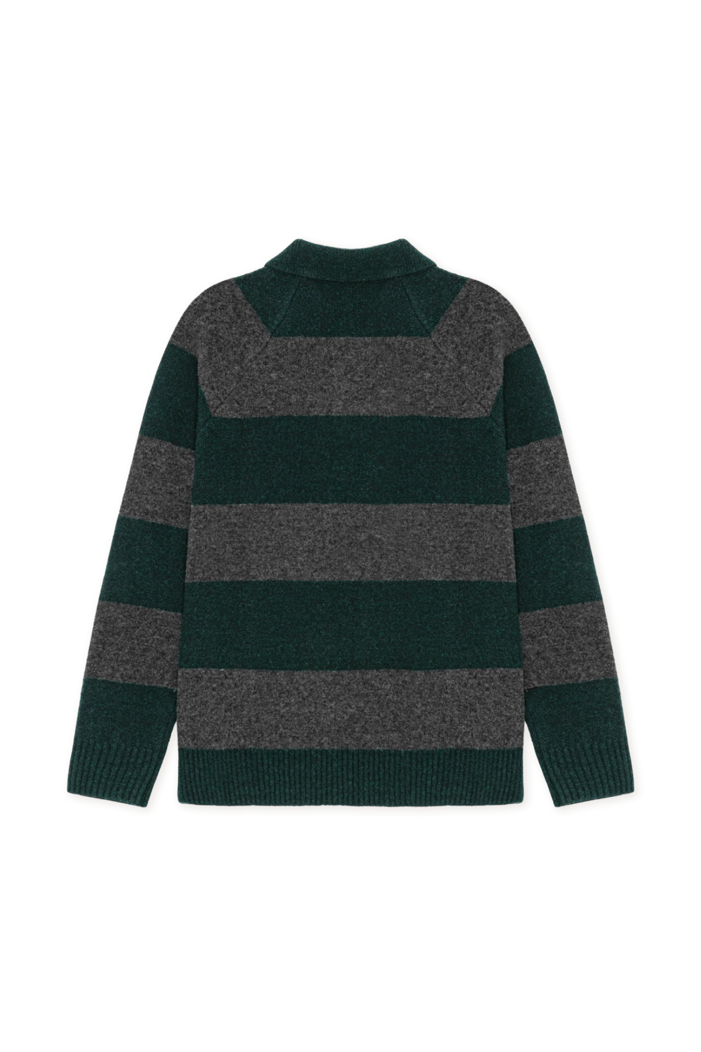 STRIPPED MELANGE KNITTED POLO - ROSIN GREEN