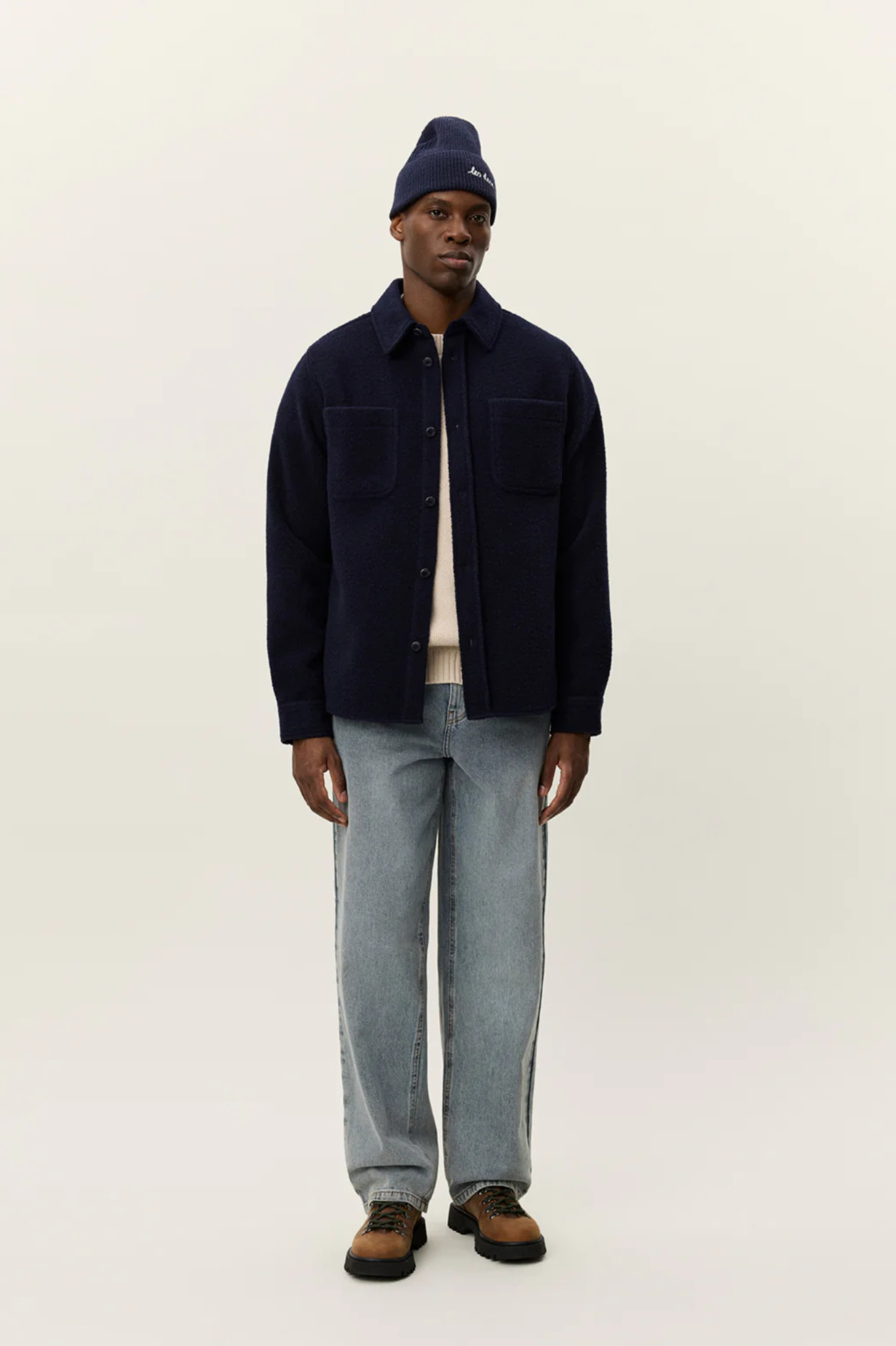 LENNON BOUCLE OVERSHIRT - DARK NAVY BLUE