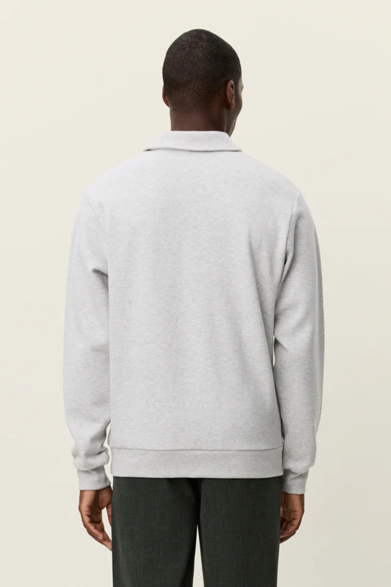 BEN POLO PIQUE SWEATSHIRT - SNOW MELANGE