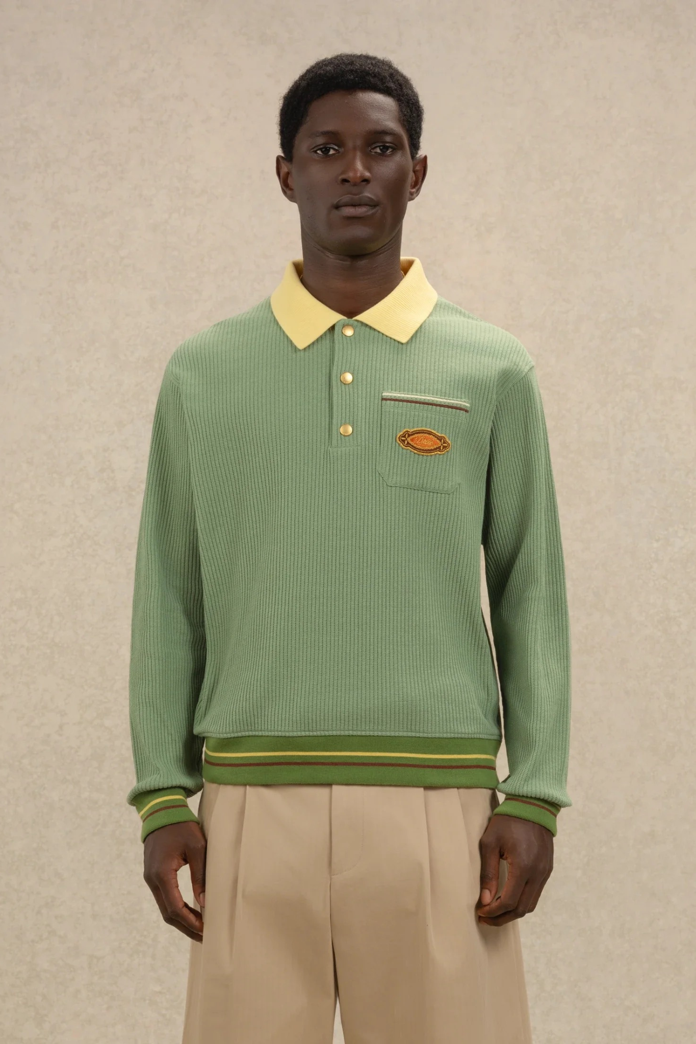 POLO ML DRÔLE PATCH - LIGHT GREEN