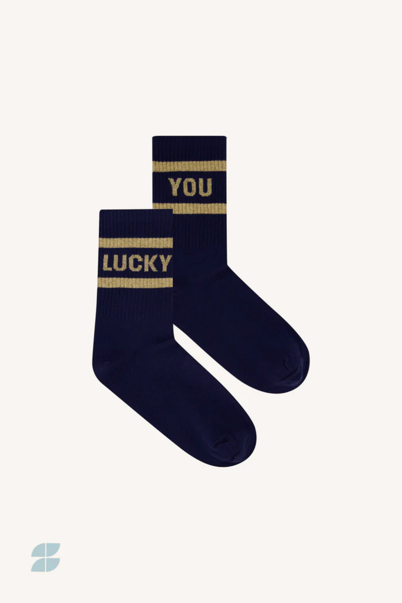 LUCKY SPARKLE NAVY SOCKS - GOLD