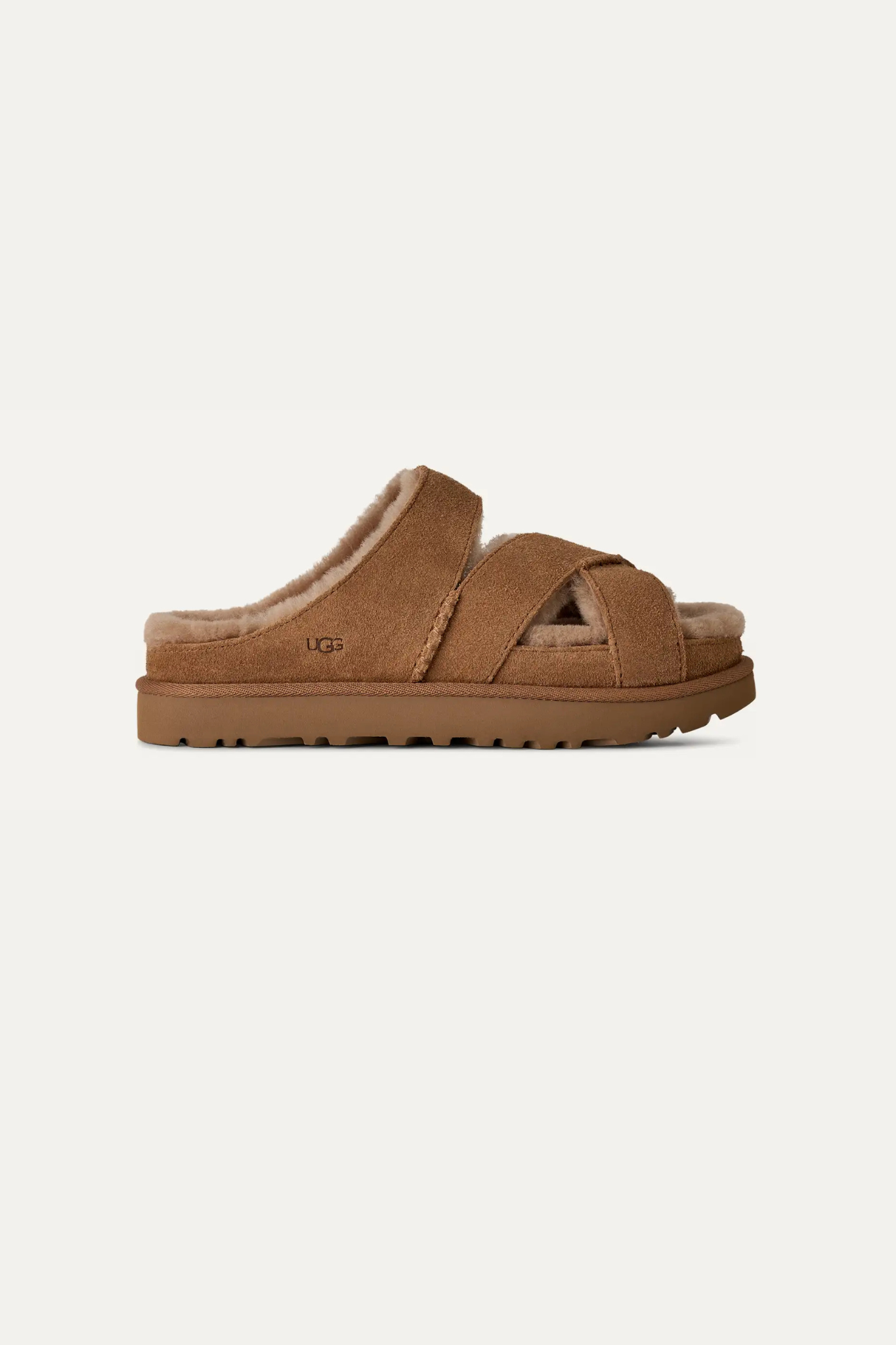 GREENPORT CROSS STRAP SLIDE WOMEN SHOES - CHESTNUT