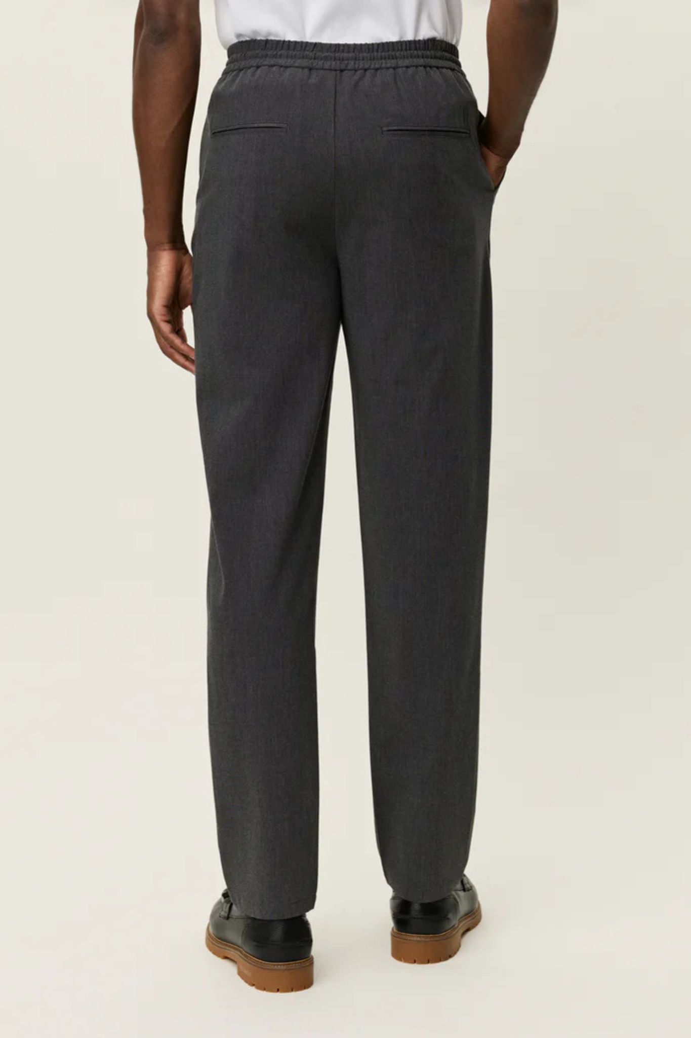 COMO TAPERED TEXTURED PANTS - DARK GREY MELANGE