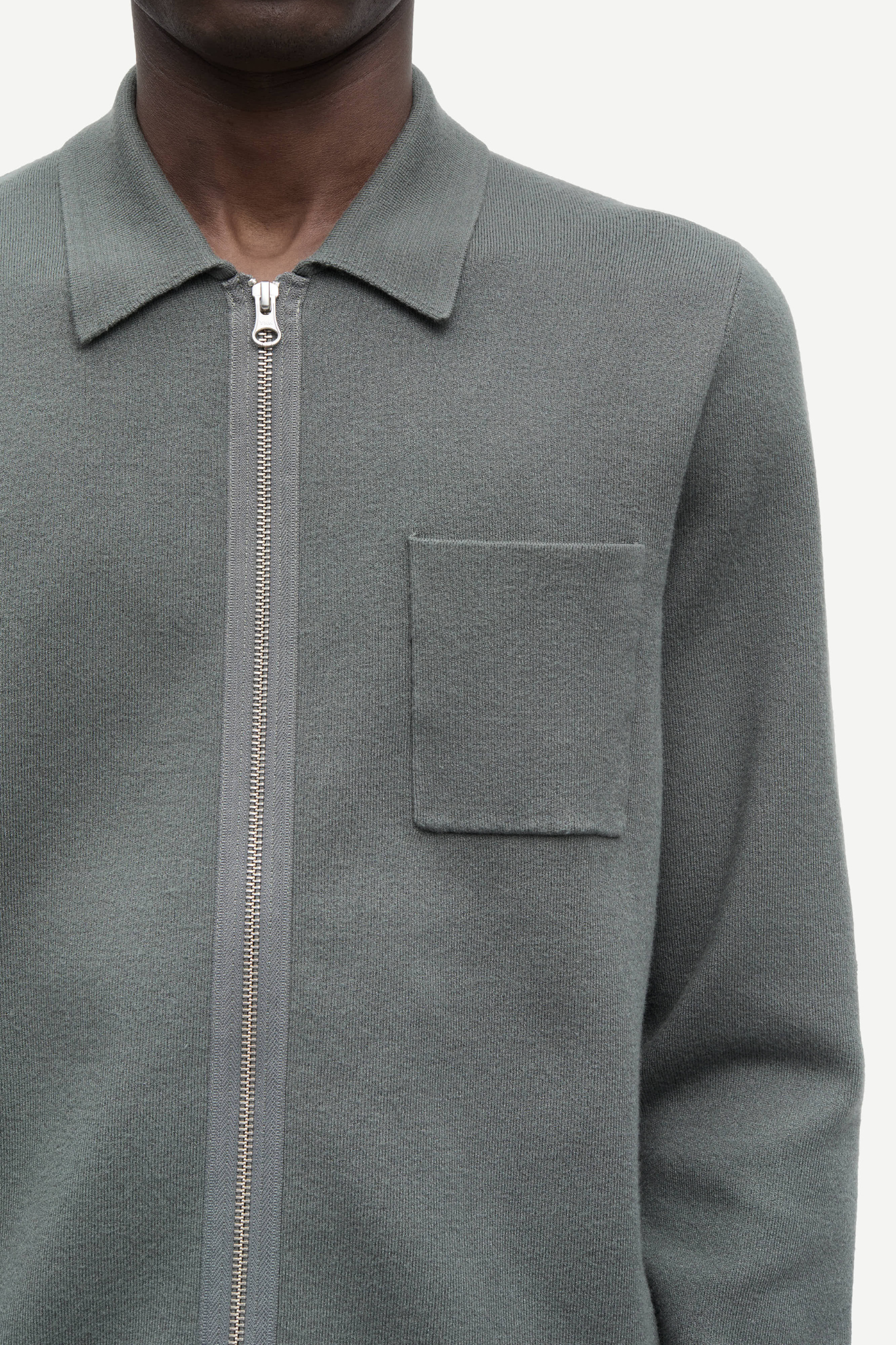 GUNA X ZIP CARDIGAN - CASTOR GREY