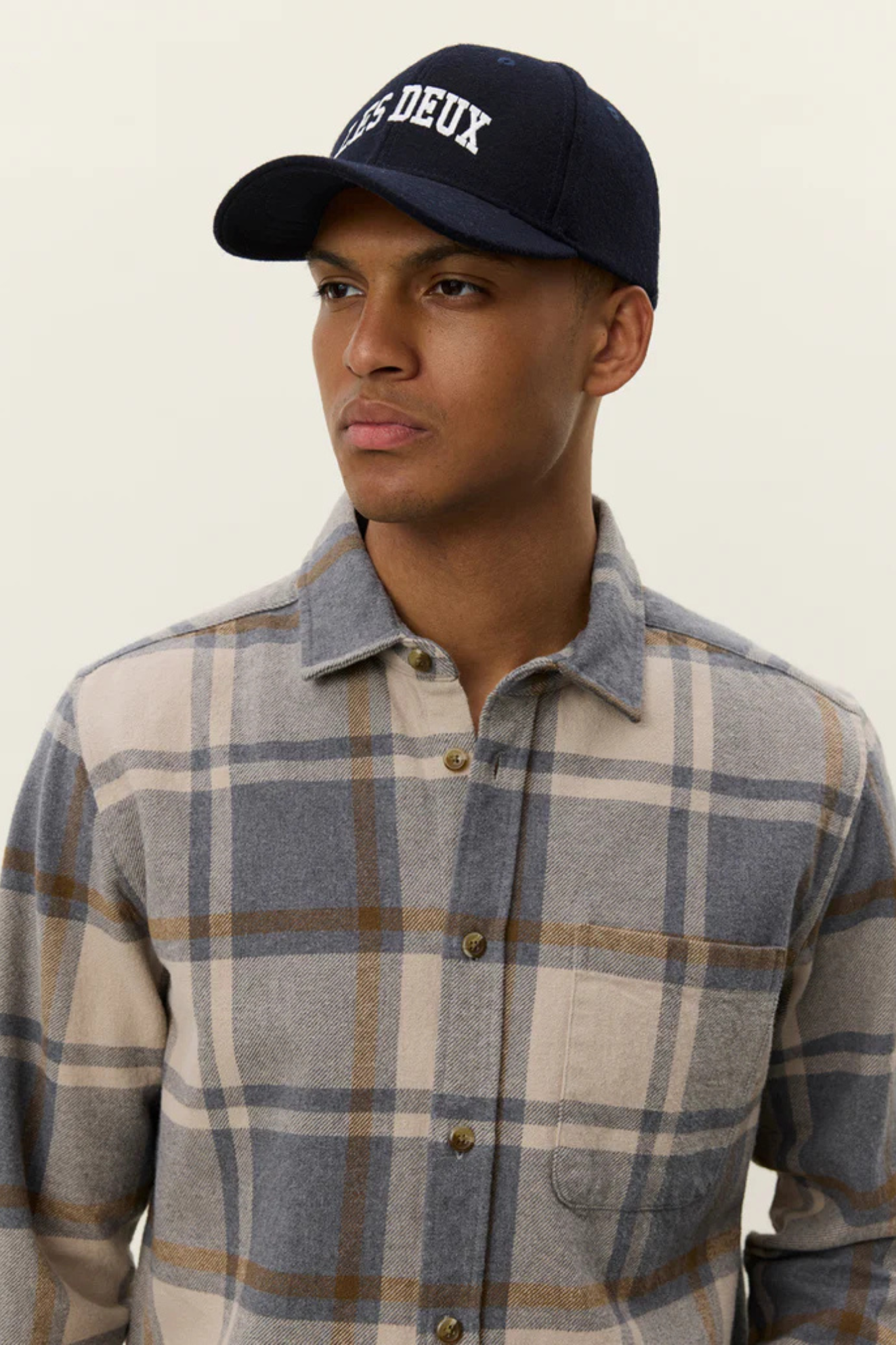 JEREMY CHECK FLANNEL SHIRT - GREY MELANGE