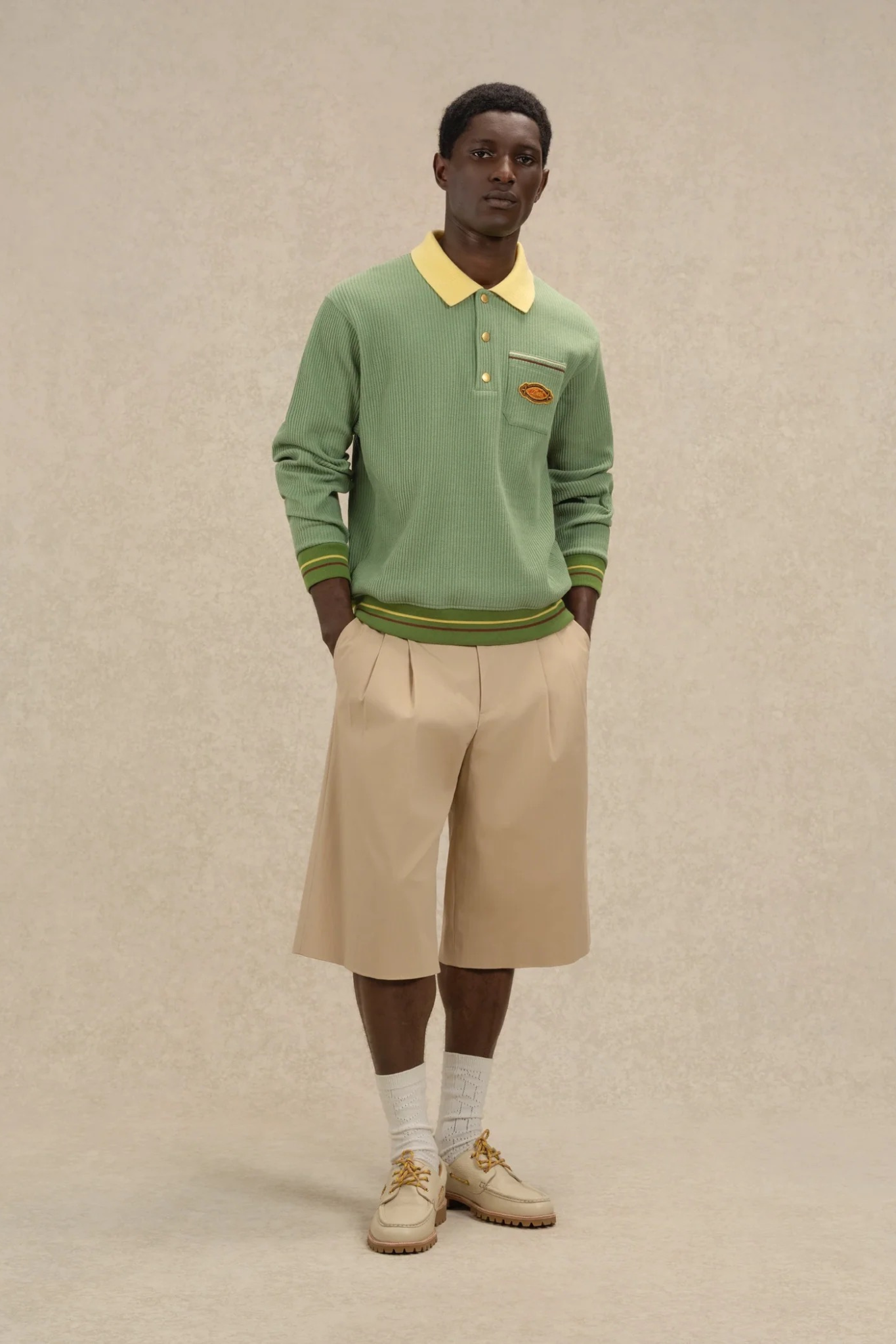 POLO ML DRÔLE PATCH - LIGHT GREEN