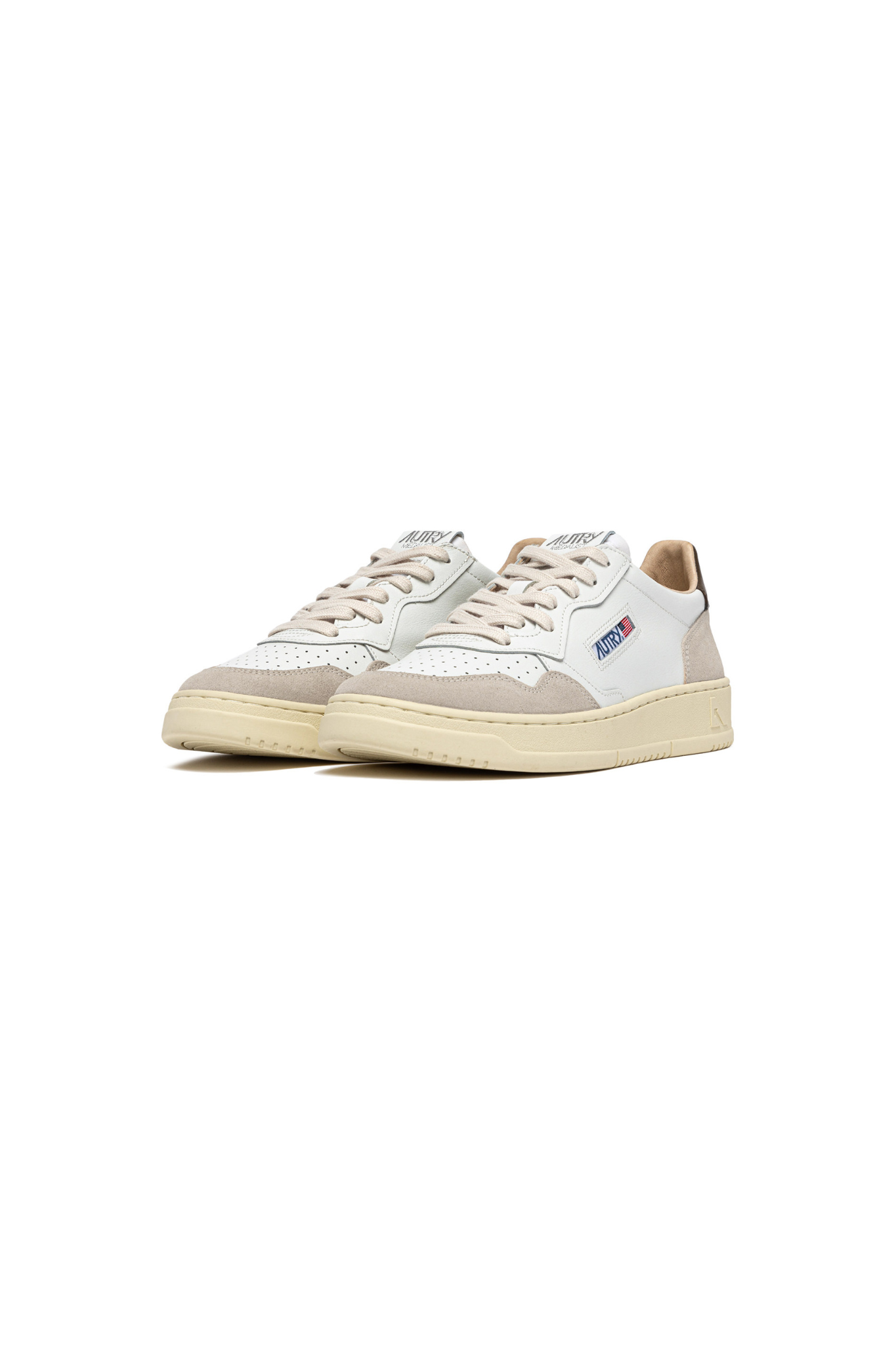 AULW-LS15 - MEDALIST LOW WOMEN SNEAKERS - LEAT/SUEDE WHT/TEAK