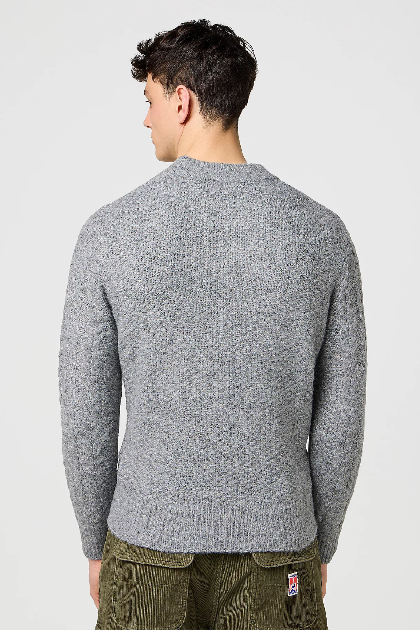 CABLE KNIT SWEATER - GREY HEATHER