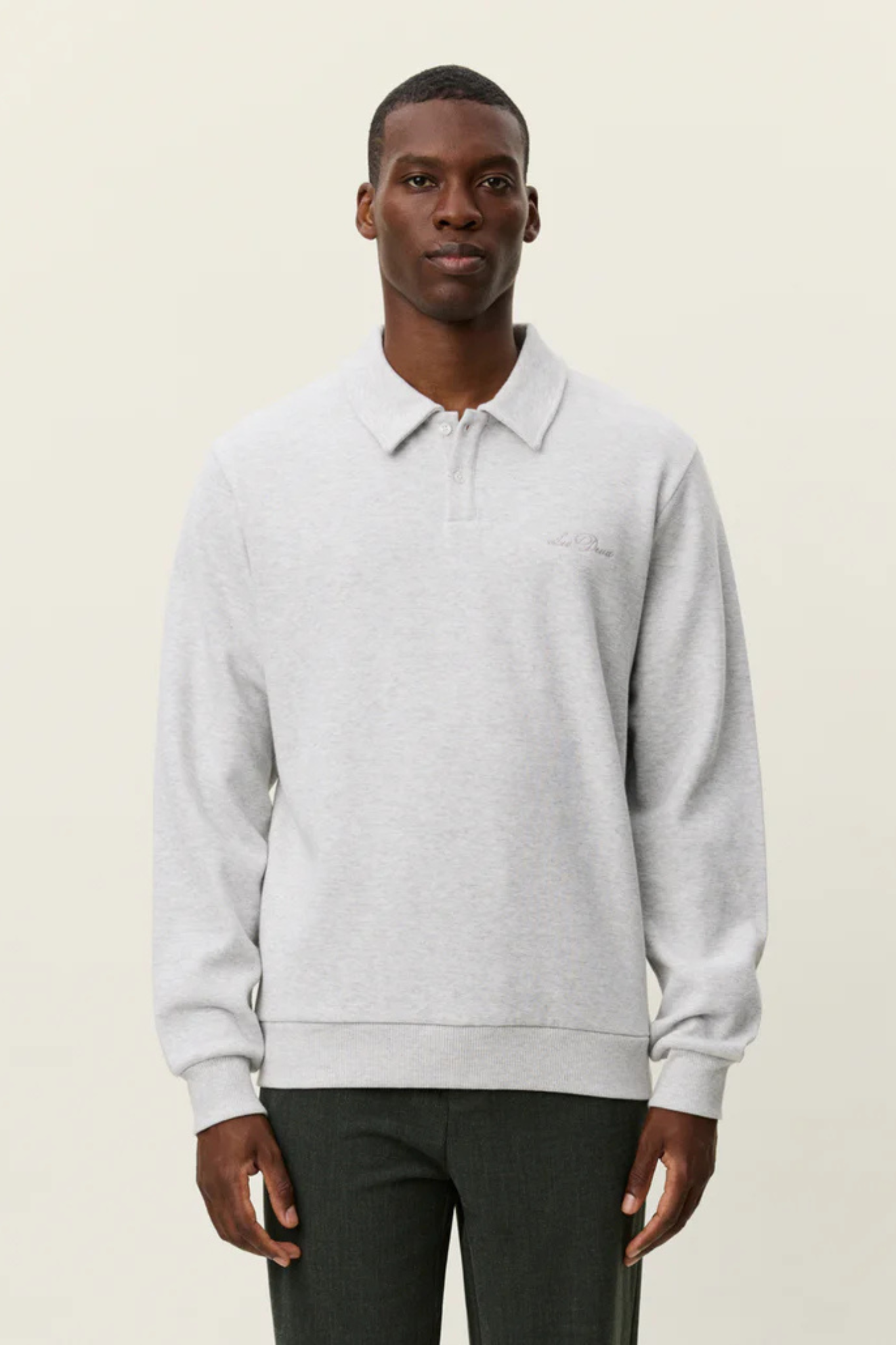 BEN POLO PIQUE SWEATSHIRT - SNOW MELANGE
