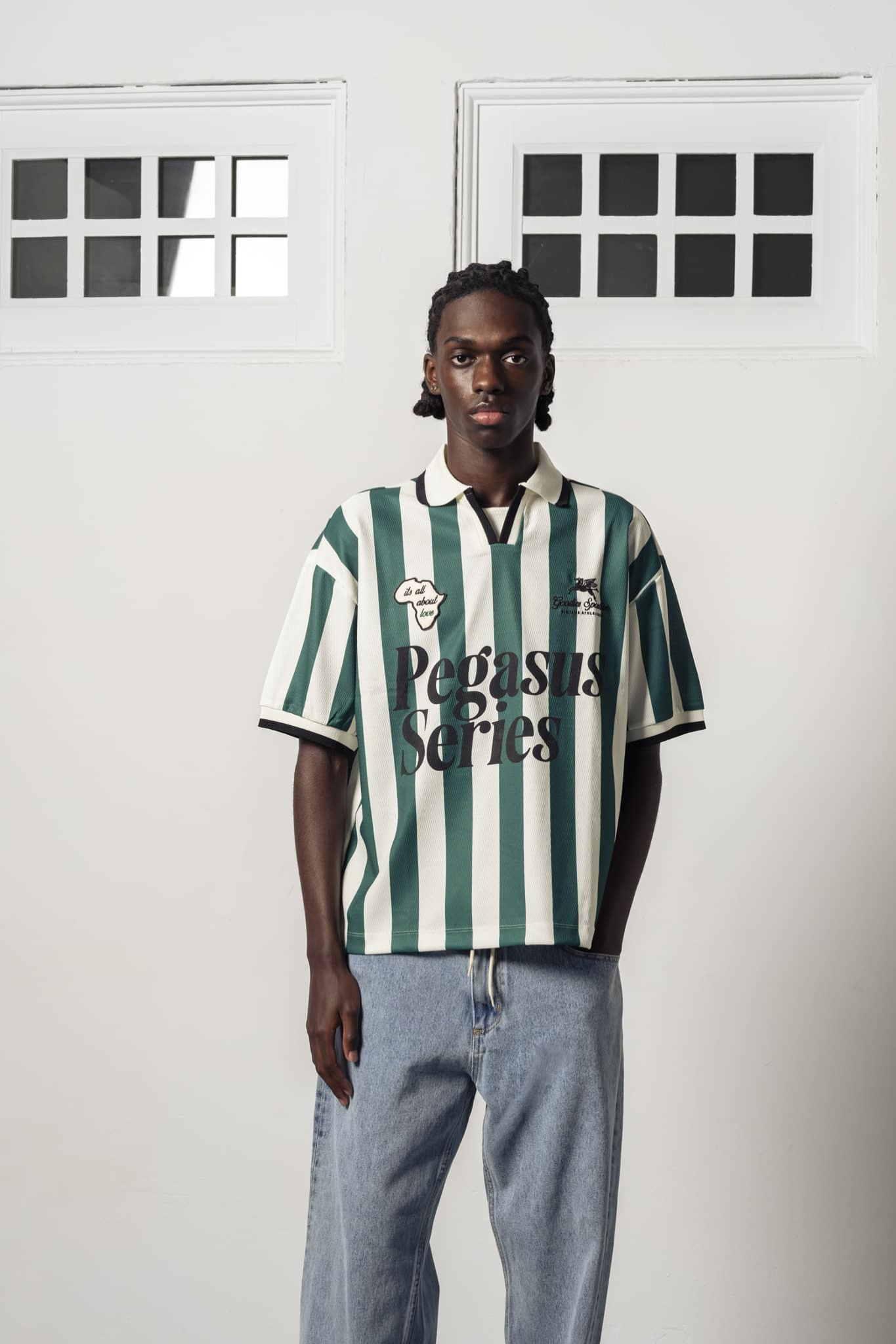 ABOUT LOVE FOOTBALL T-SHIRT - GREEN/ECRU