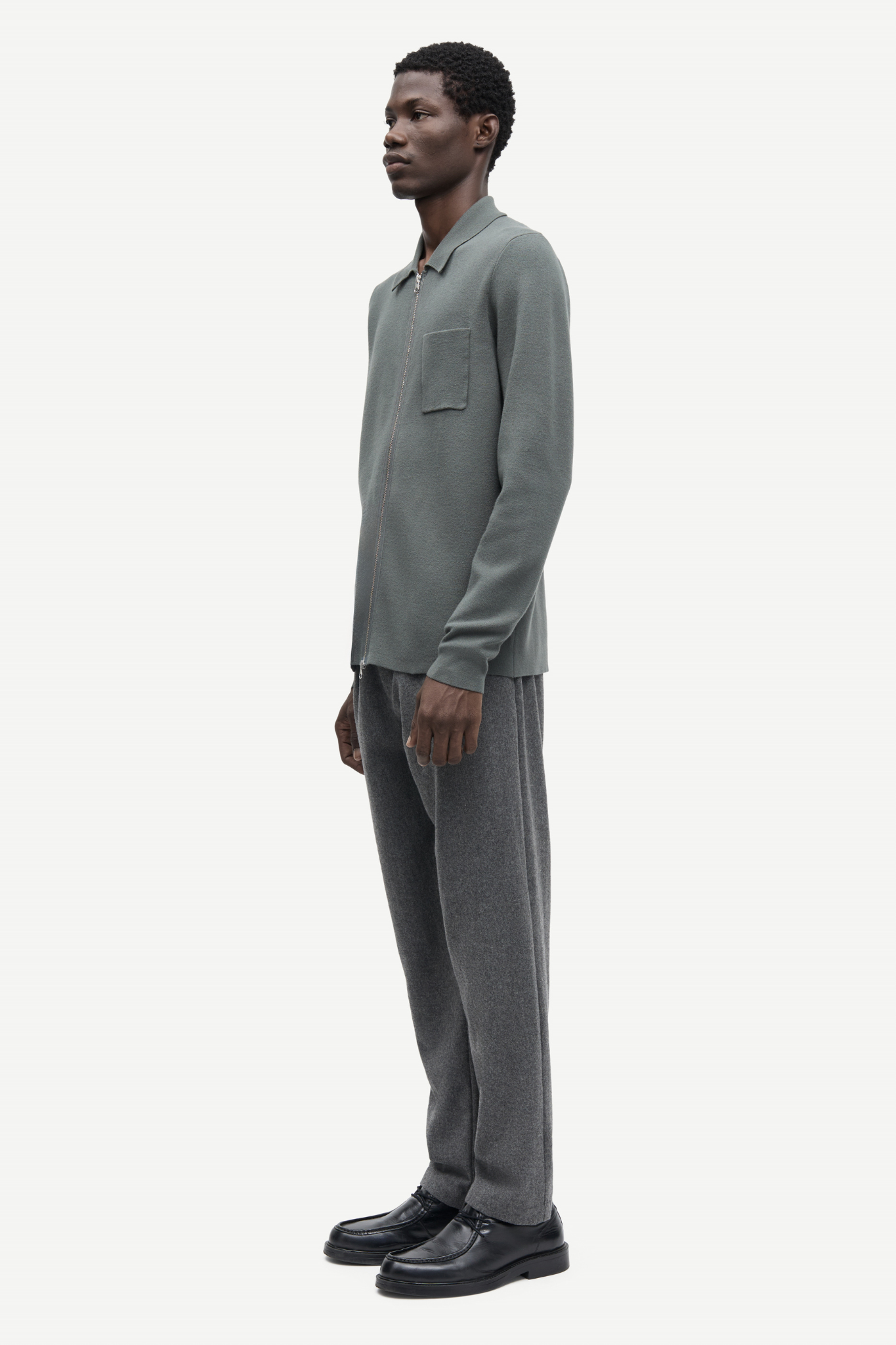 GUNA X ZIP CARDIGAN - CASTOR GREY