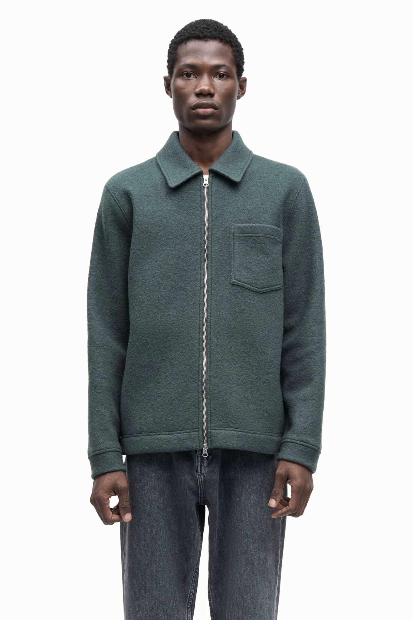 HANNES FULL ZIP - DARK EVERGREEN