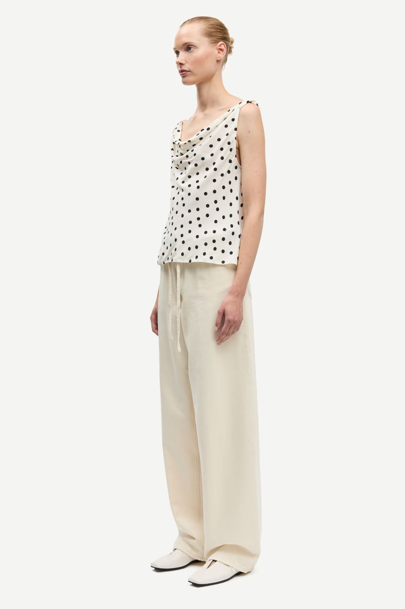 POPPY TOP - DRIFTING DOTS EGRET