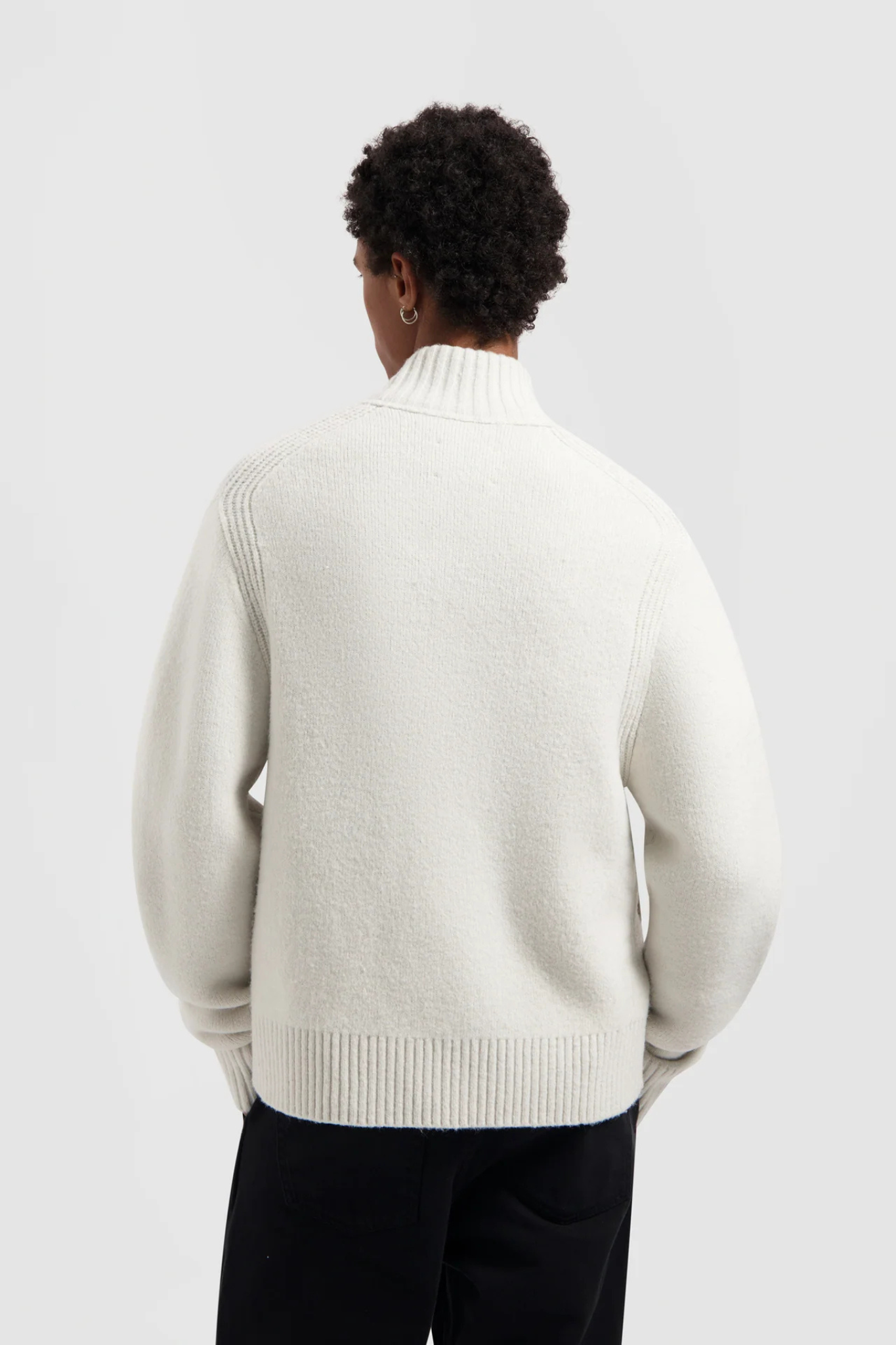 ZIP KNITTED MOCK NECK - OFF WHITE