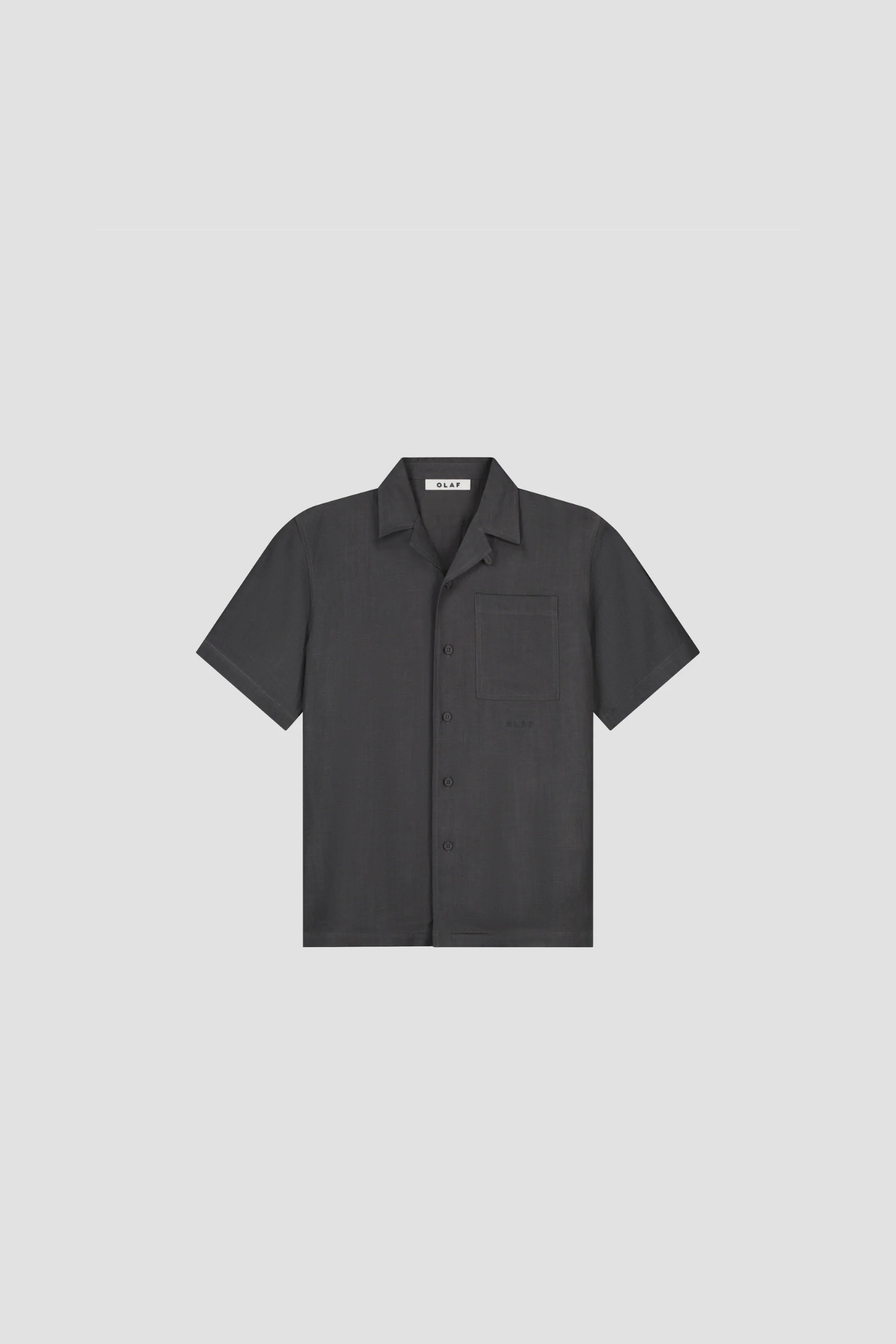 LINEN BLEND SS SHIRT - CHARCOAL