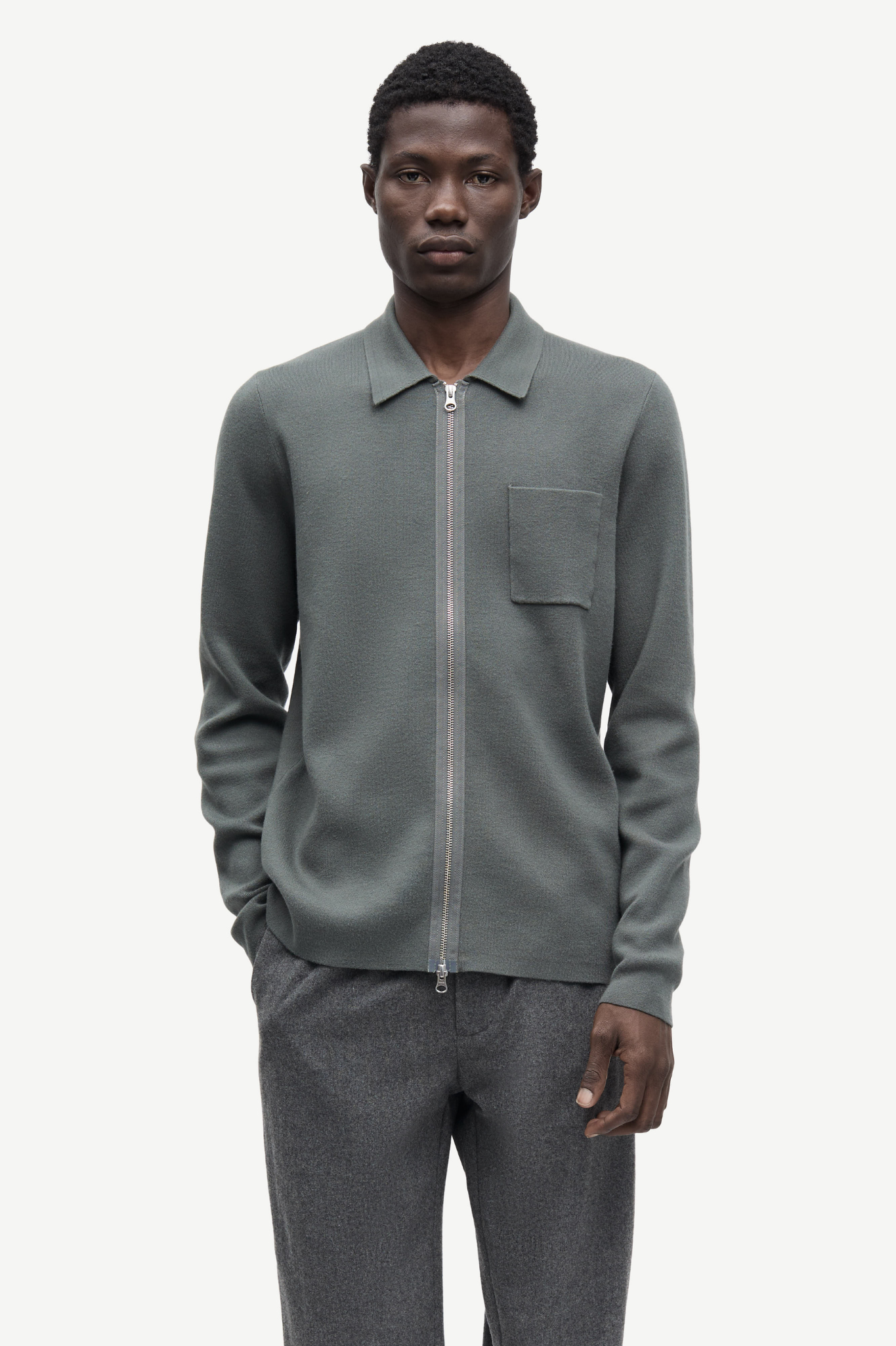 GUNA X ZIP CARDIGAN - CASTOR GREY
