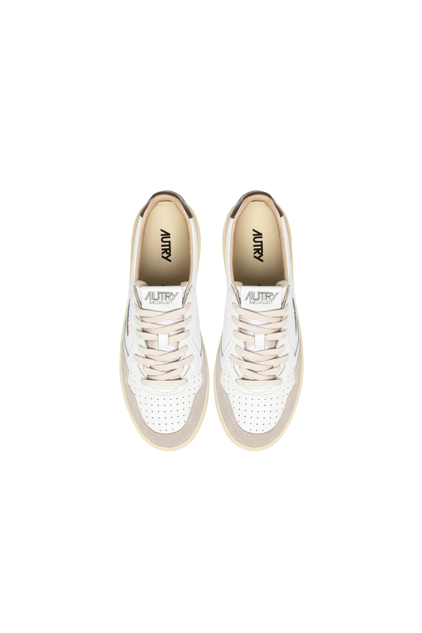 AULW-LS15 - MEDALIST LOW WOMEN SNEAKERS - LEAT/SUEDE WHT/TEAK