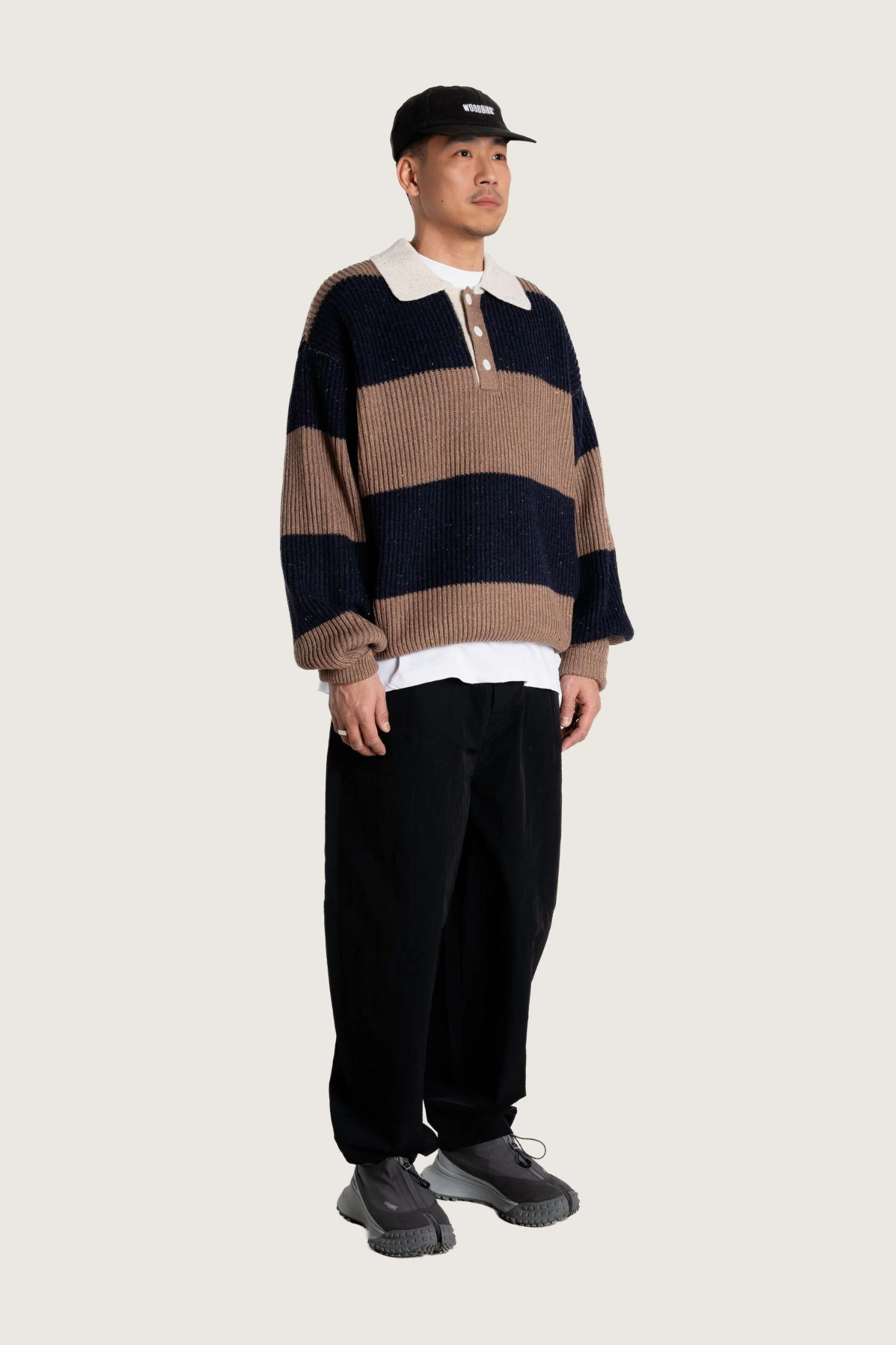 LOTU STRIPED POLO SWEATER - NAVY STRIPED
