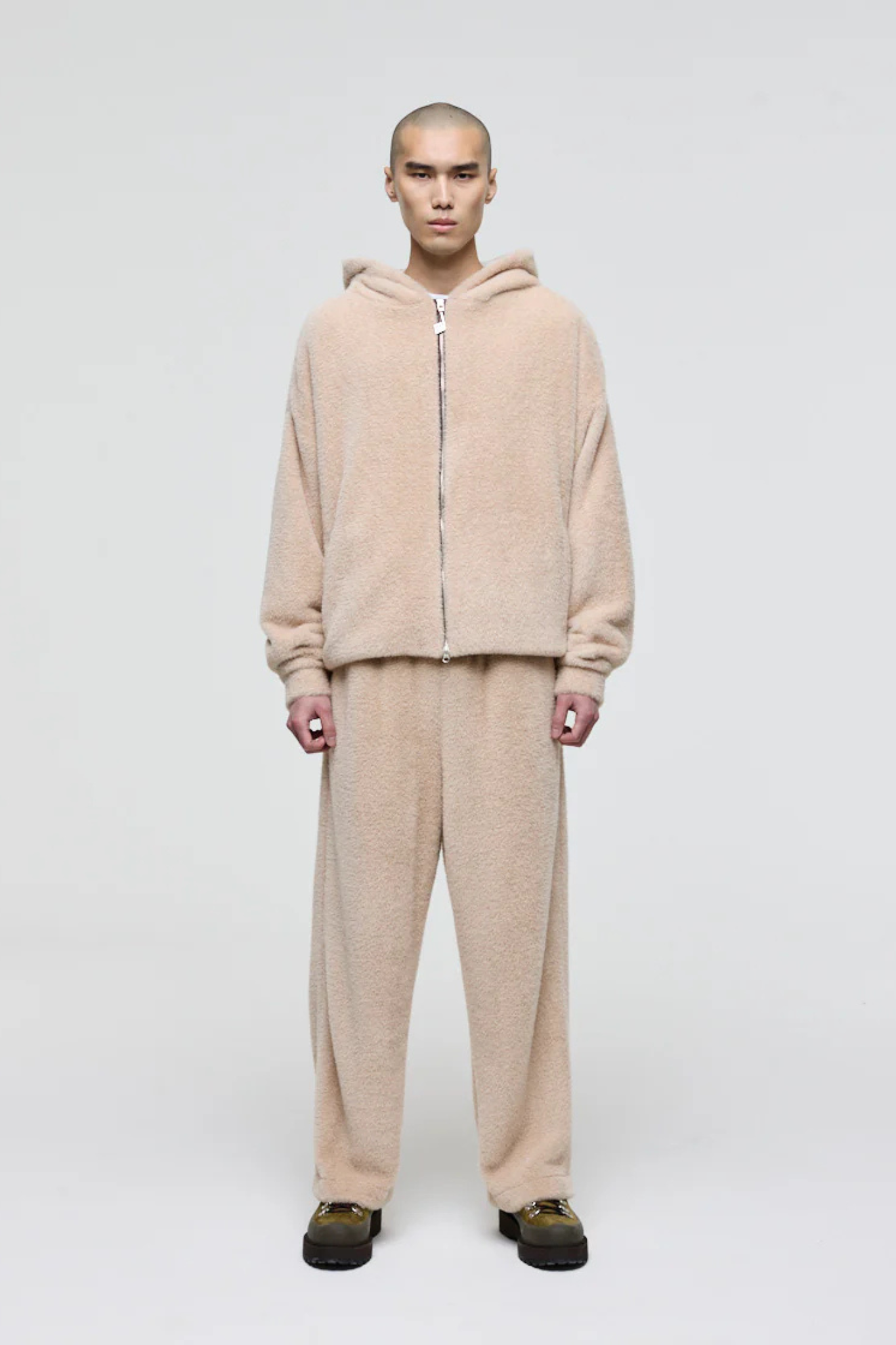 MERINO ZIP HOODIE - BEIGE