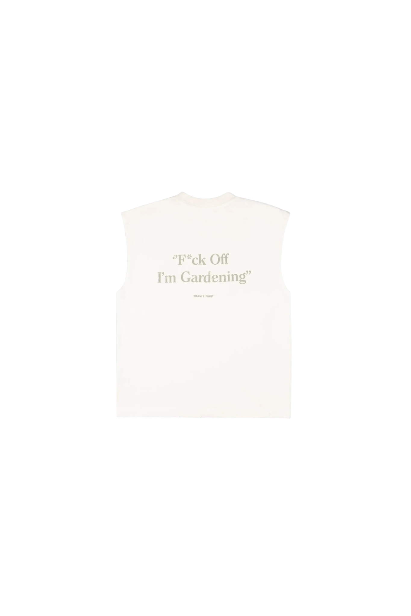 F*CK OFF SLEEVLESS DISTRESSED T-SHIRT - WHITE