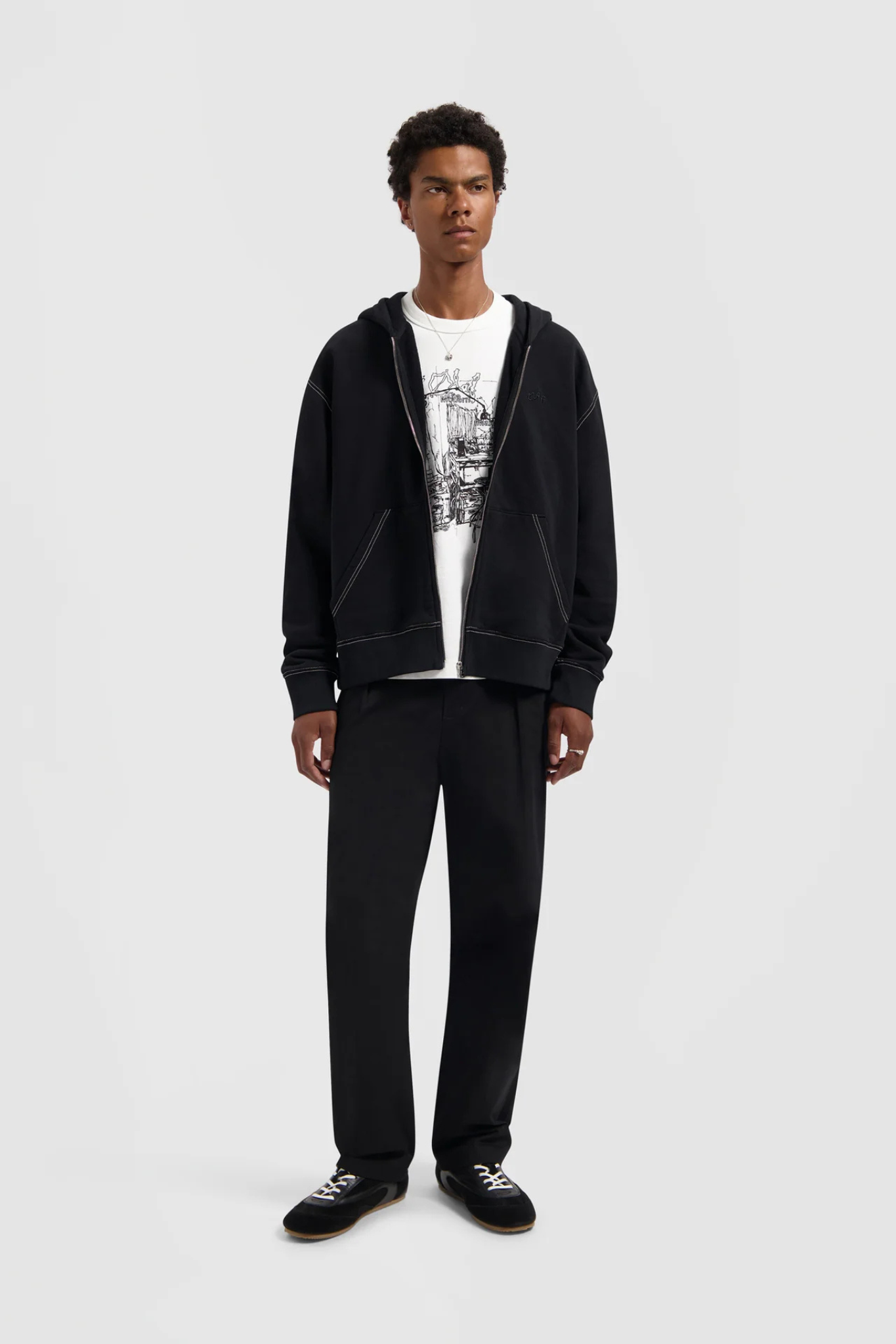 REGULAR PLEATED PANTS - BLACK