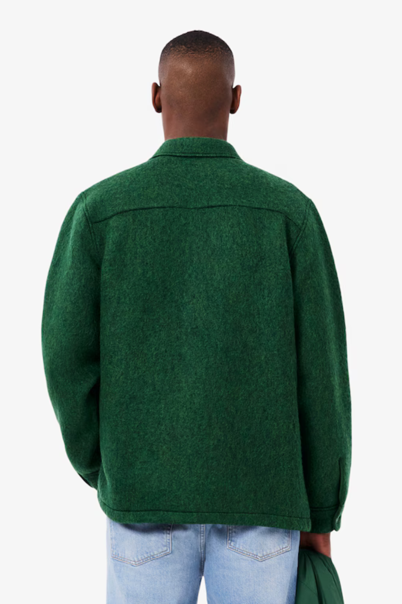 WOOL BLENDED FELT SHIRT - GREEN