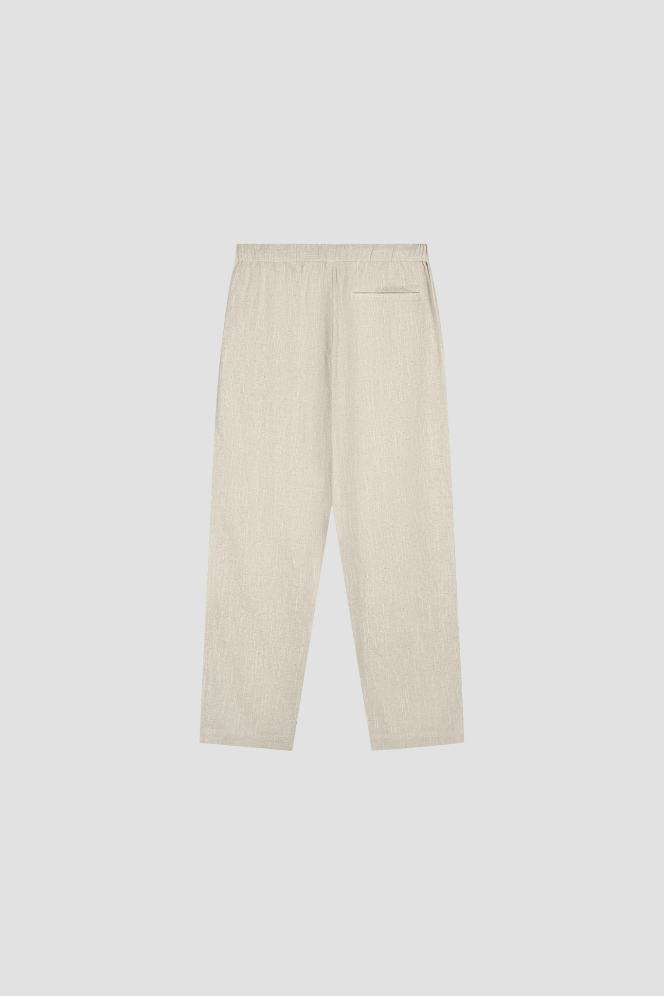 LINEN BARREL LEG PANTS - CEMENT