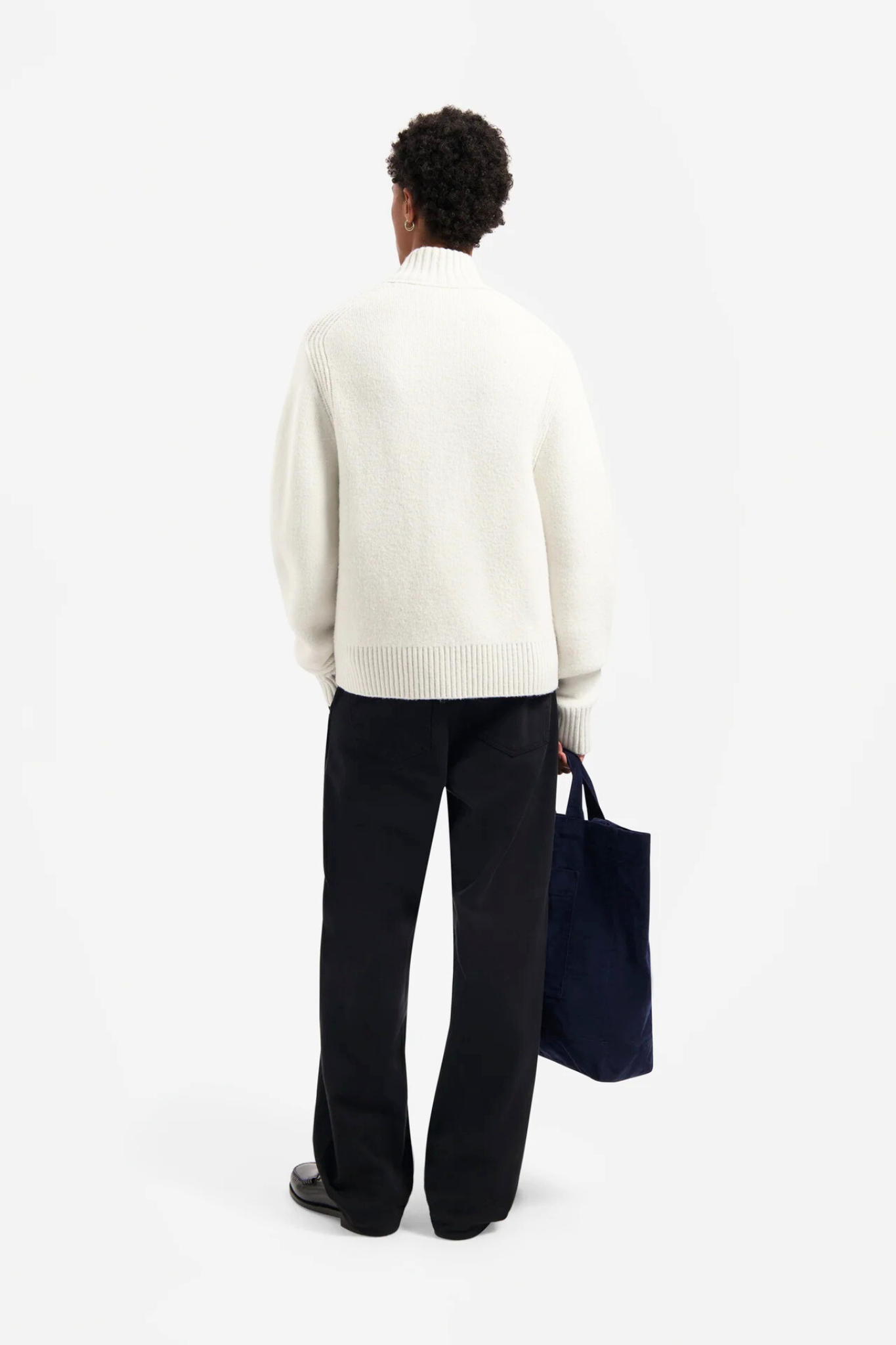 ZIP KNITTED MOCK NECK - OFF WHITE