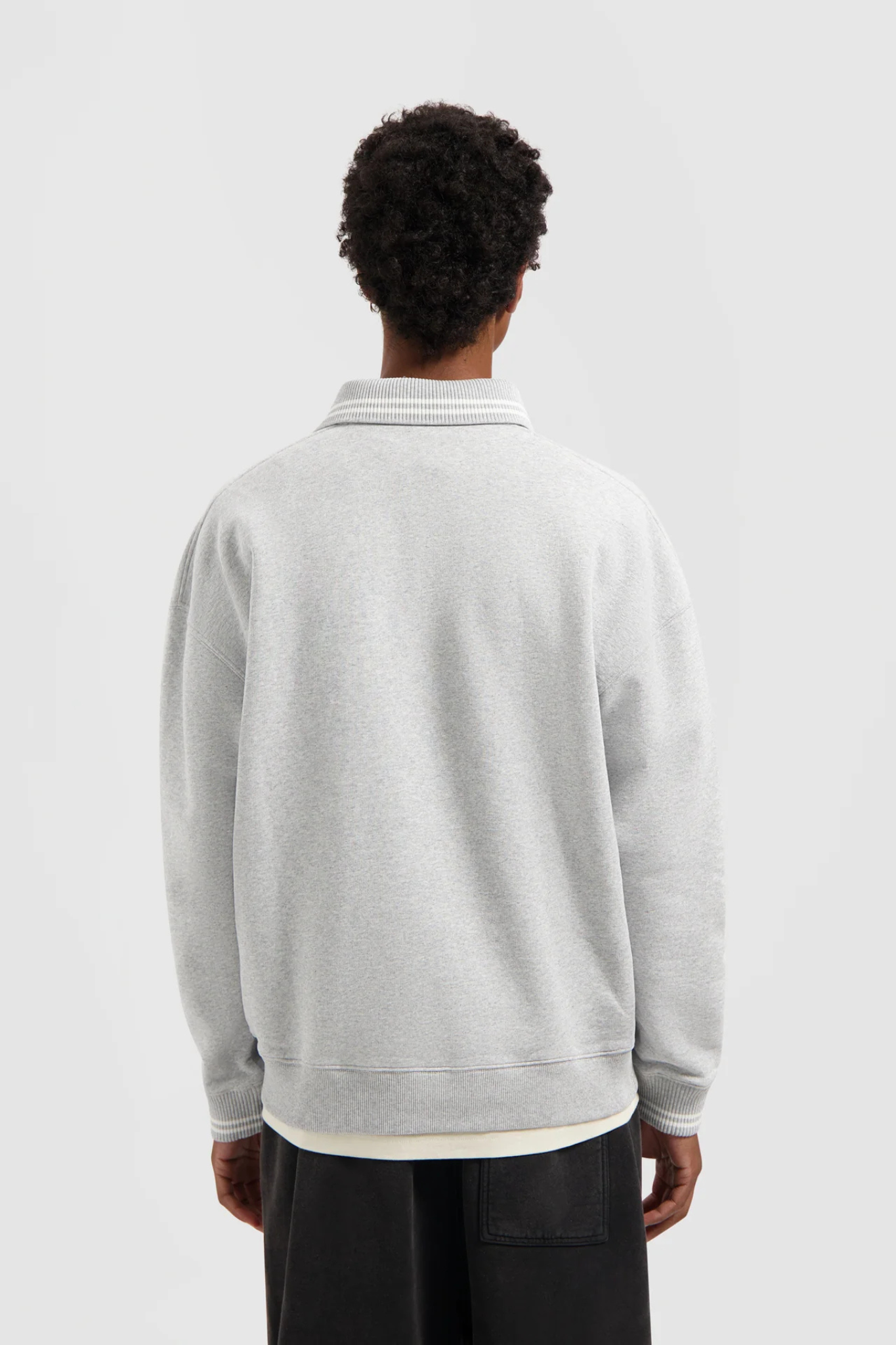 TIPPING DETAIL OVERSIZED POLO - HEATHER GREY