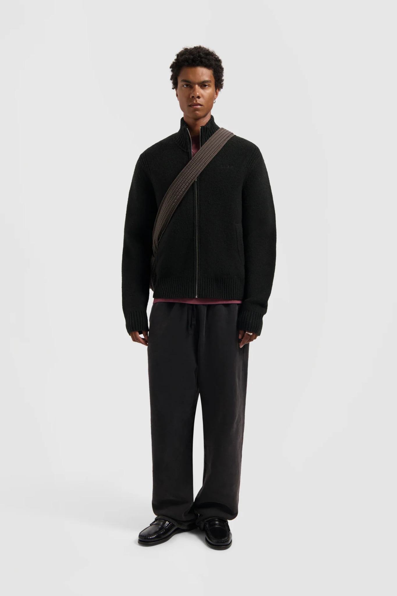 ZIP KNITTED MOCK NECK - BLACK