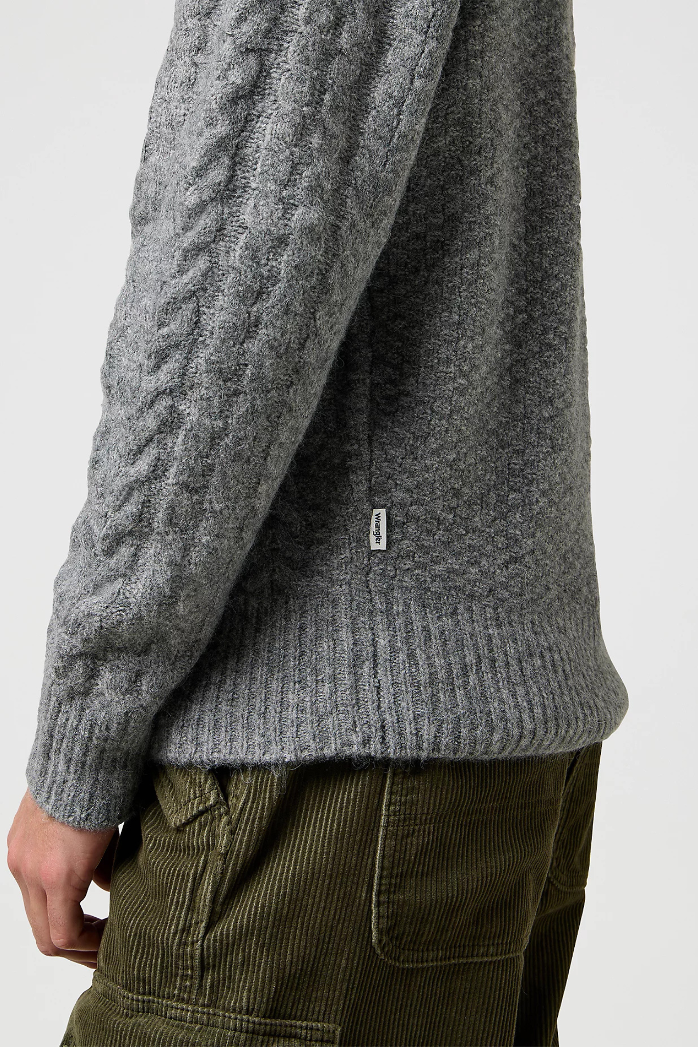 CABLE KNIT SWEATER - GREY HEATHER