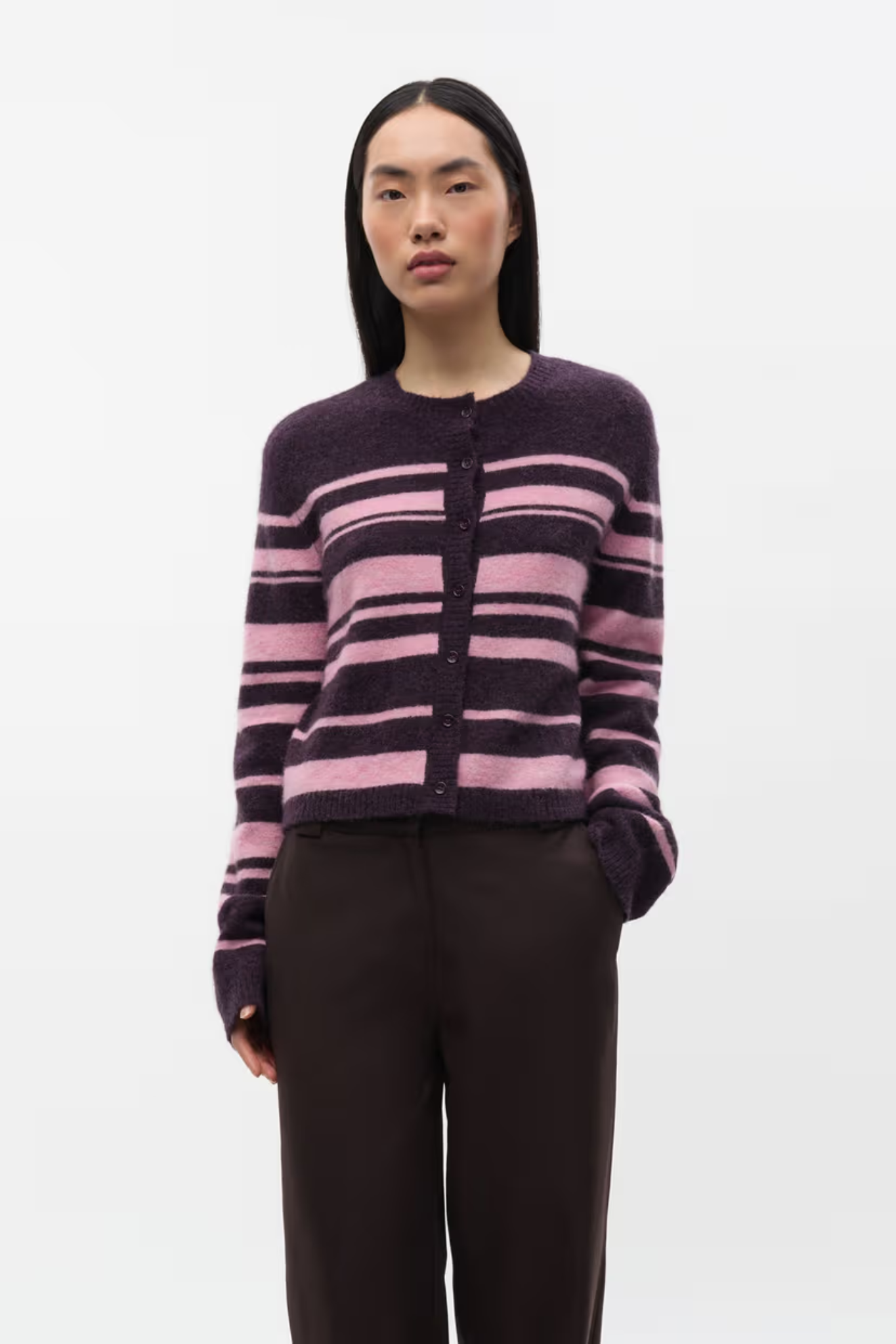 ADA LS CARDIGAN ST - BEGONIA STRIPE