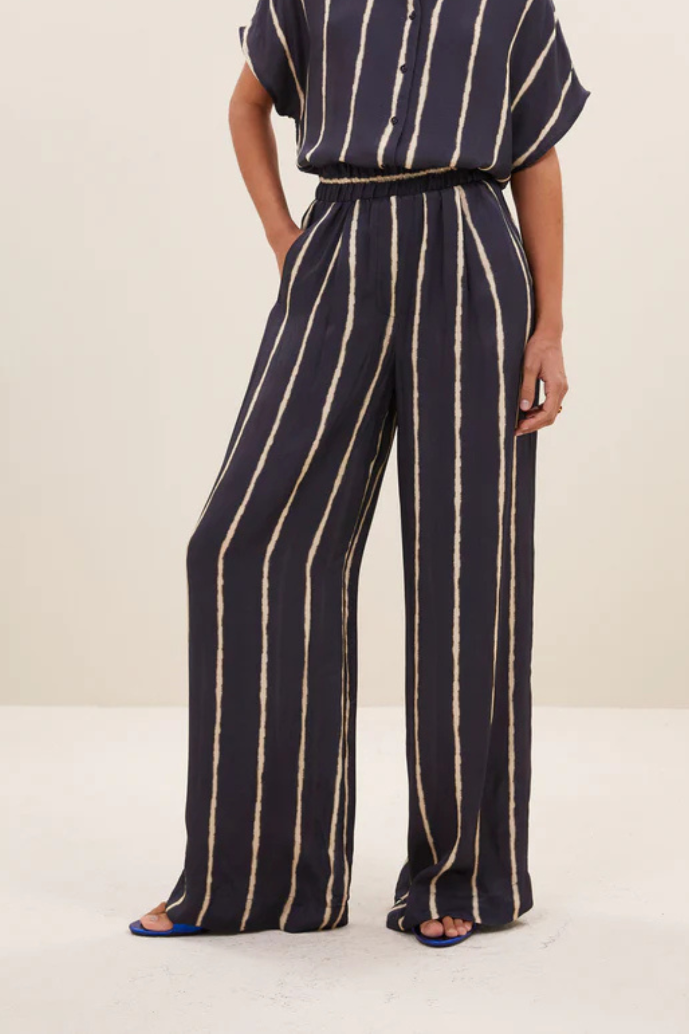 BENJI TIE DYE STRIPE PANTS - BLUE TIE DYE STRIPE