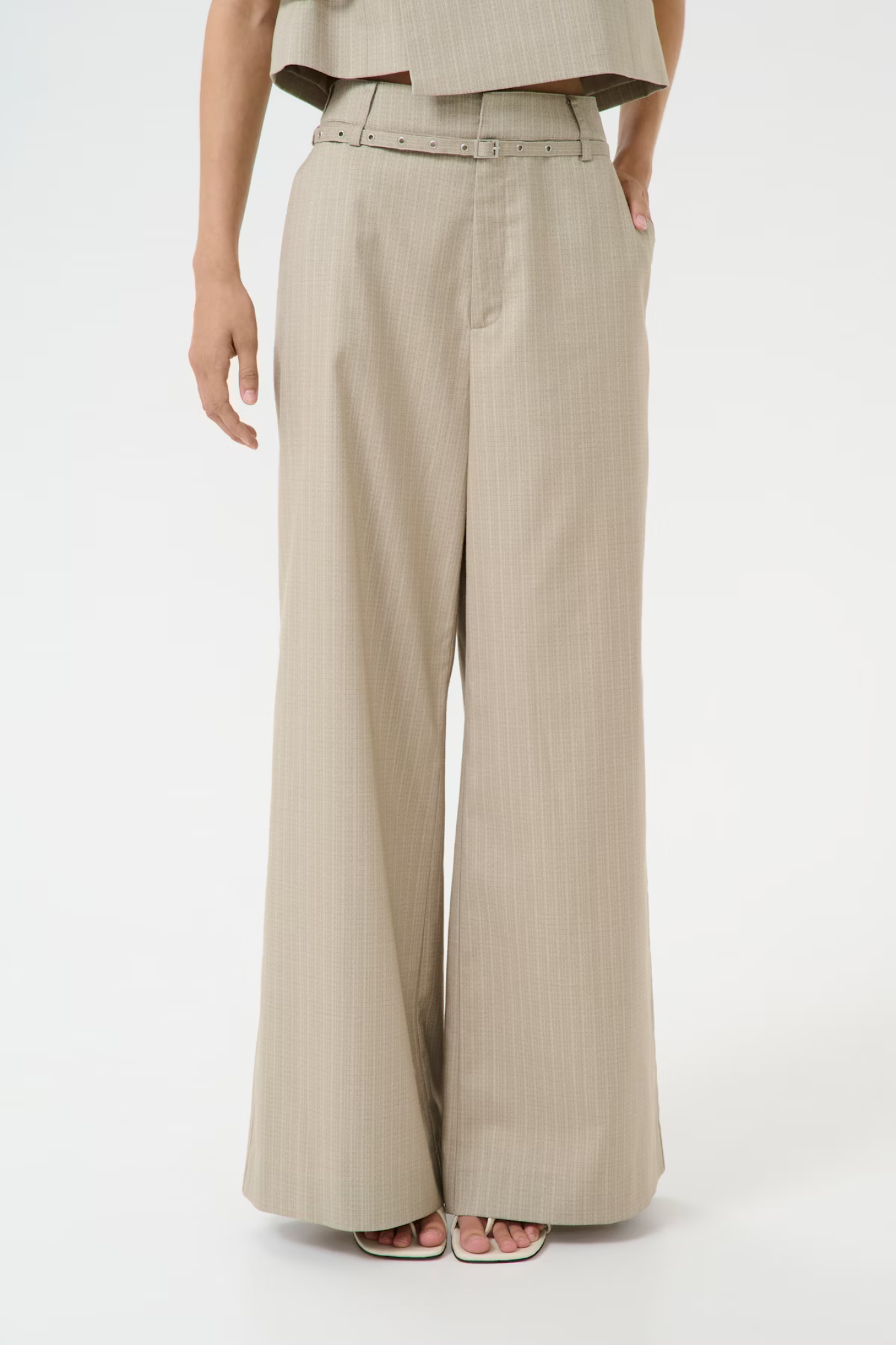 TIFF HW WIDE PANTS - PINSTRIPE DUST GREE