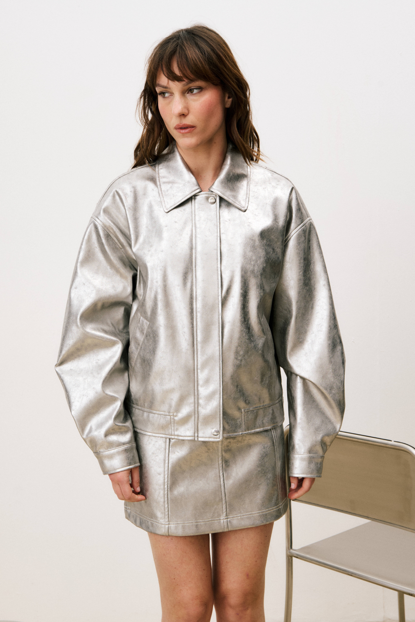 CHAMINA BOMBER JACKET - SILVER