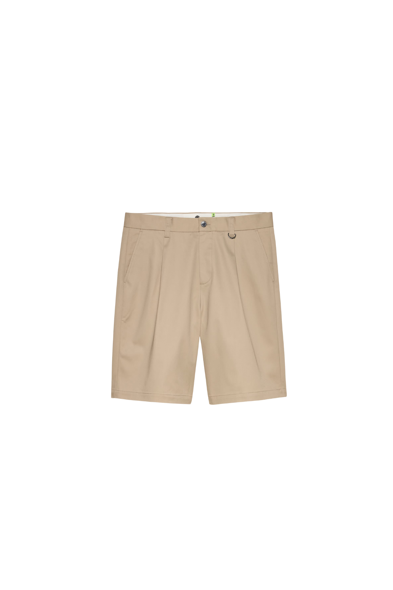 New Amsterdam reworked short in camel. Front flatlay view