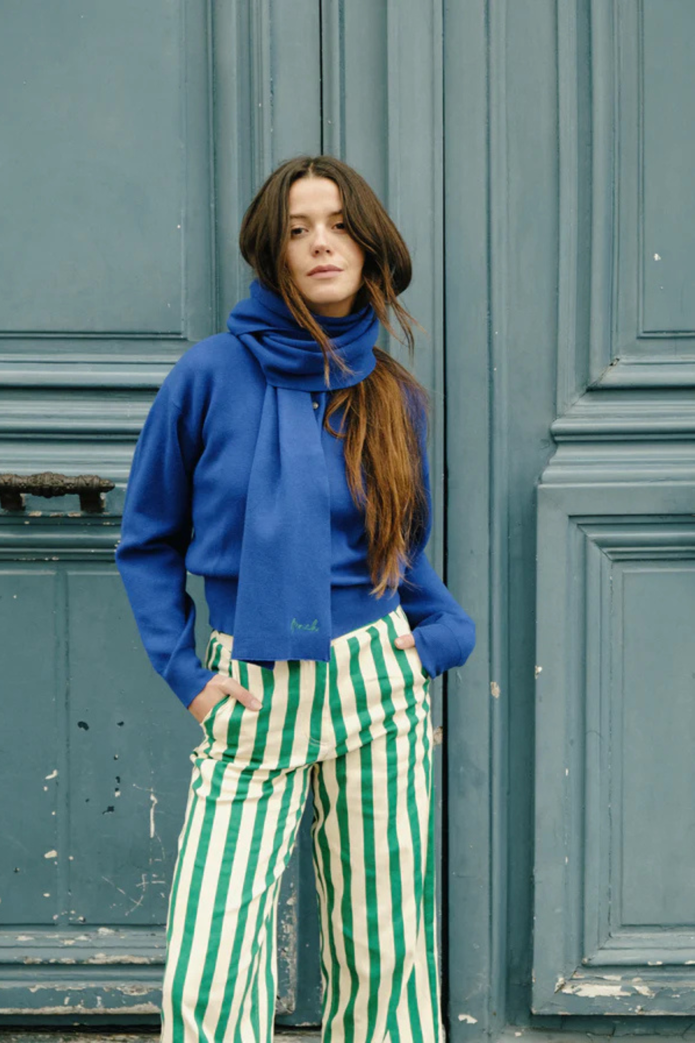 ANTON SET DE CARDIGAN - ECHARPE - BLEU ELEC.