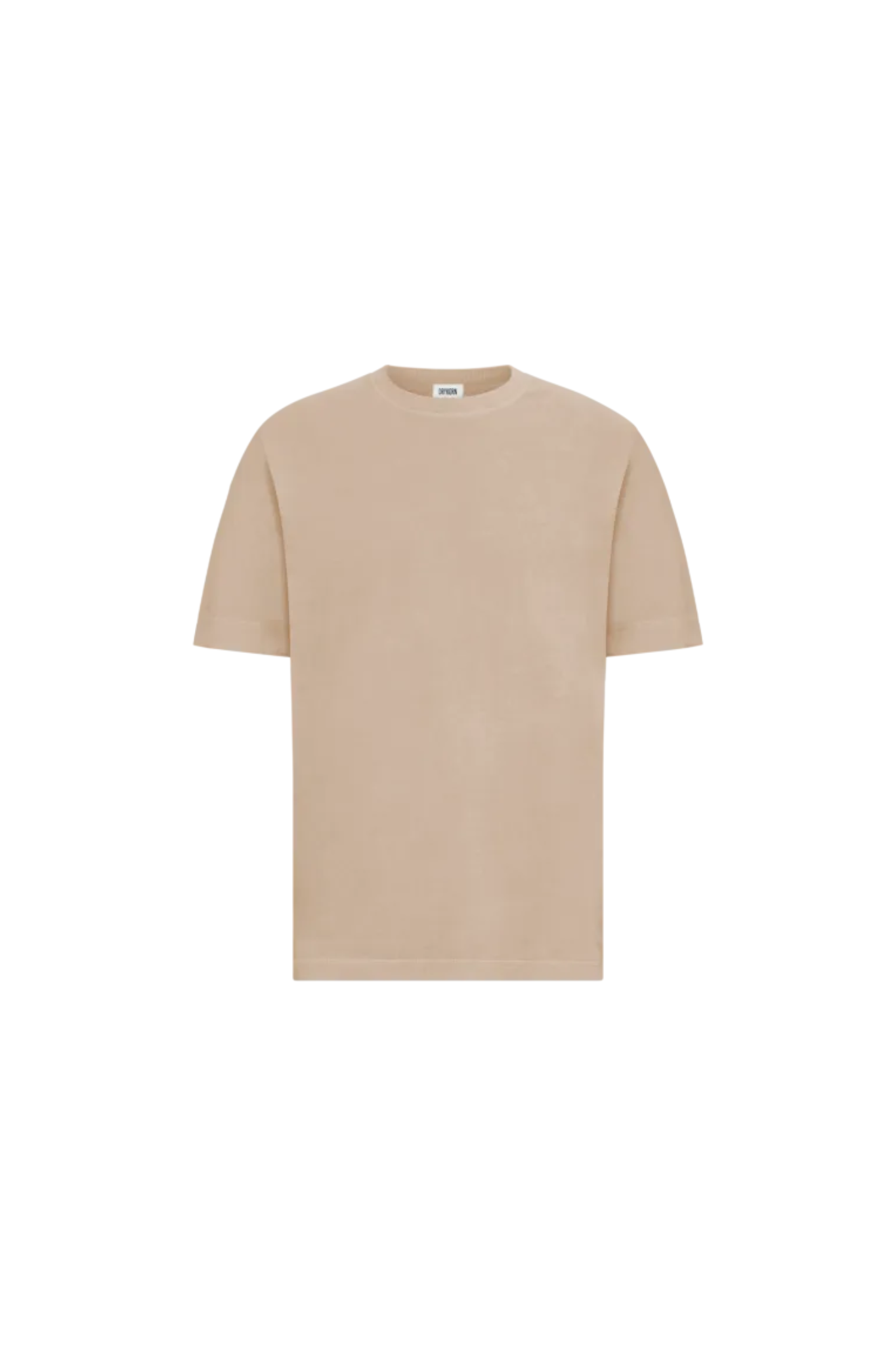 Drykorn raphael t-shirt in beige. Front flatlay view
